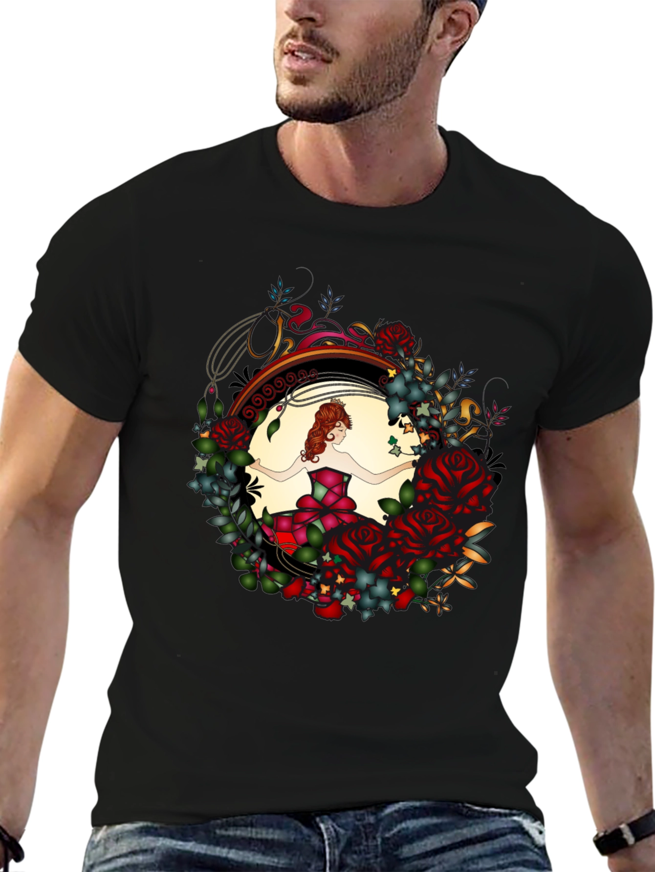 Floral Dancer Graphic Black T-Shirt