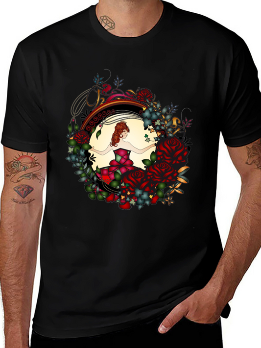 Floral Dancer Graphic Black T-Shirt