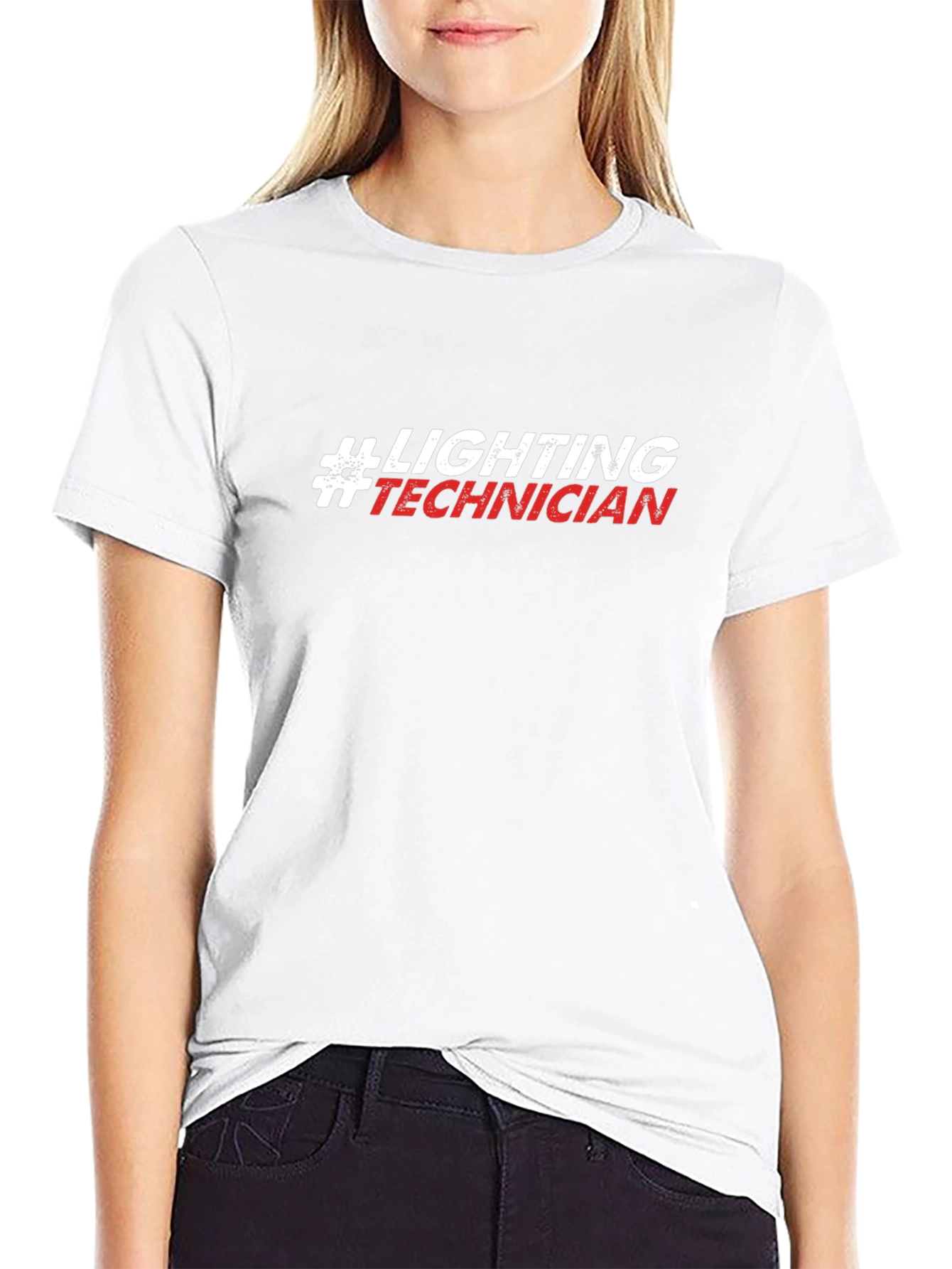 Lighting Technician T-Shirt - Black Crew Neck Tee