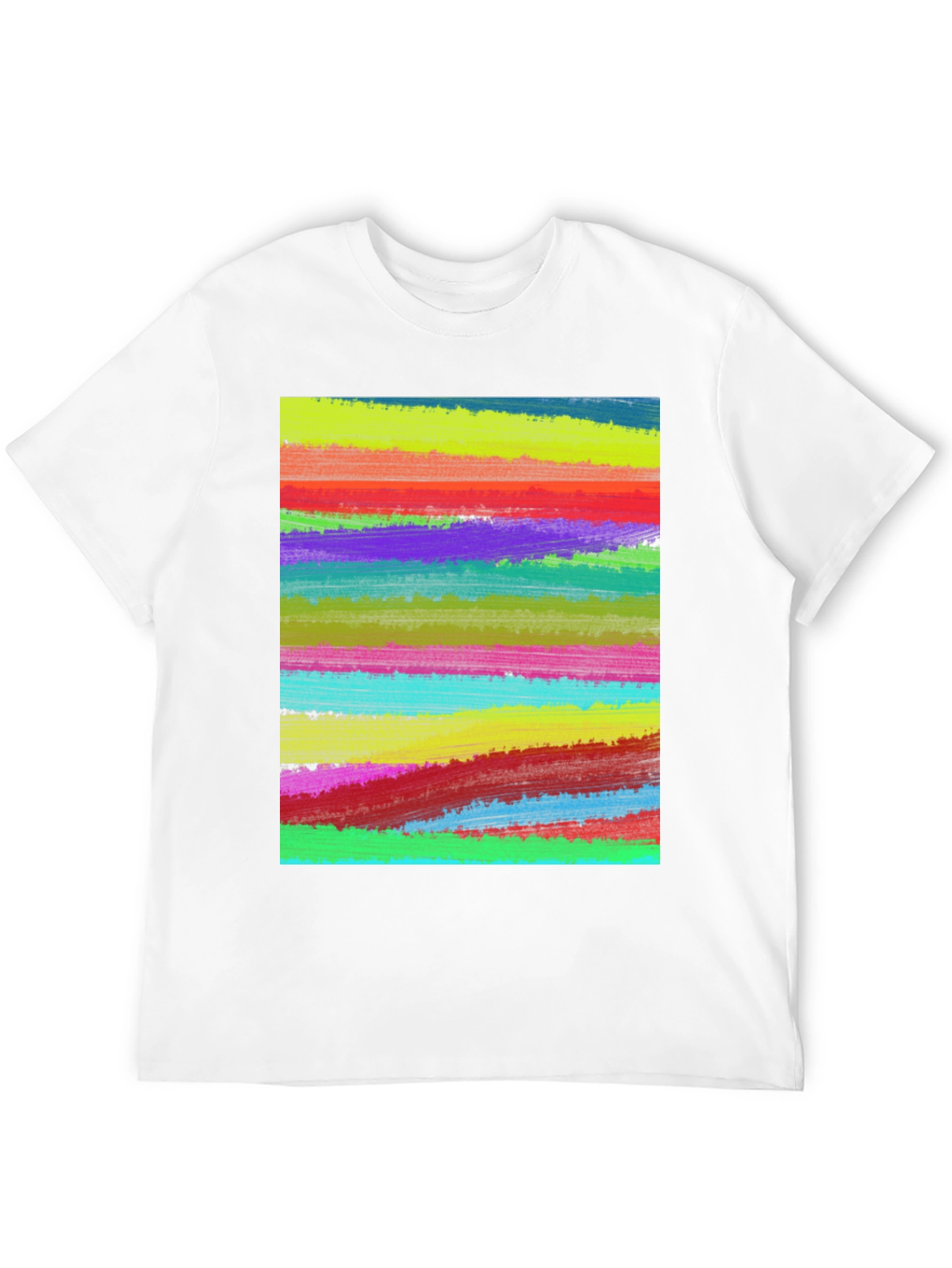 Abstract Painted Stripes Mens Black T-Shirt