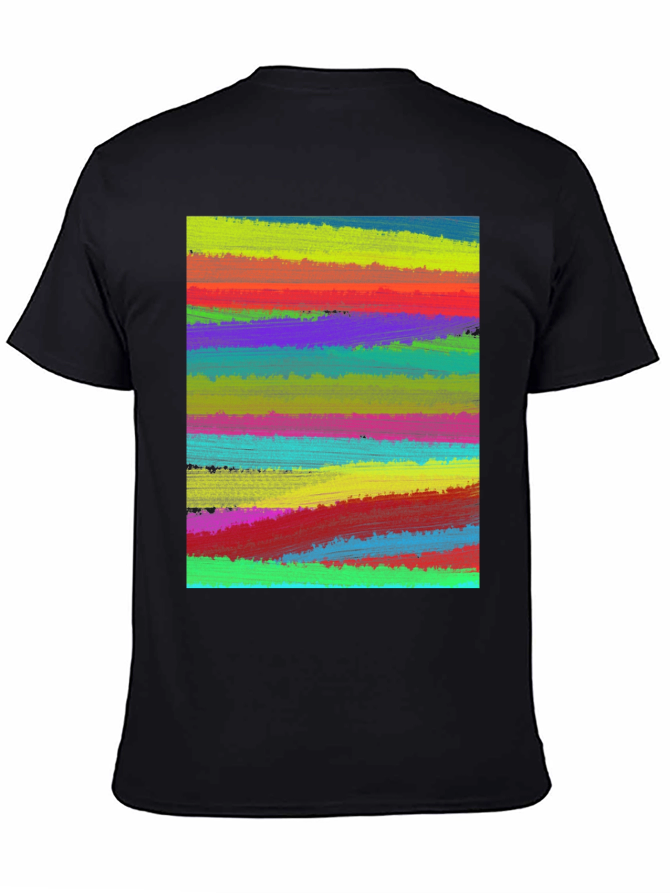 Abstract Painted Stripes Mens Black T-Shirt