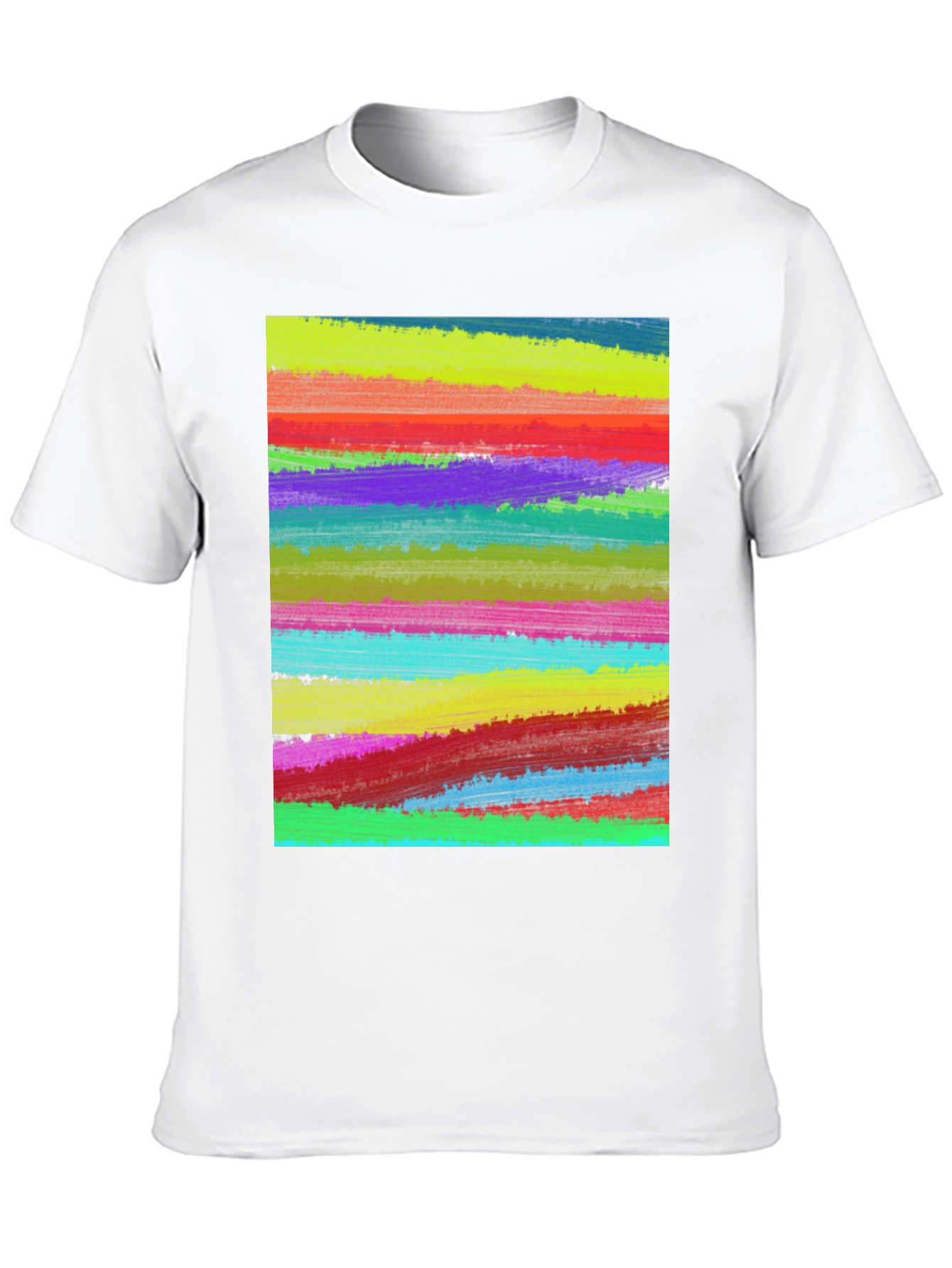 Abstract Painted Stripes Mens Black T-Shirt