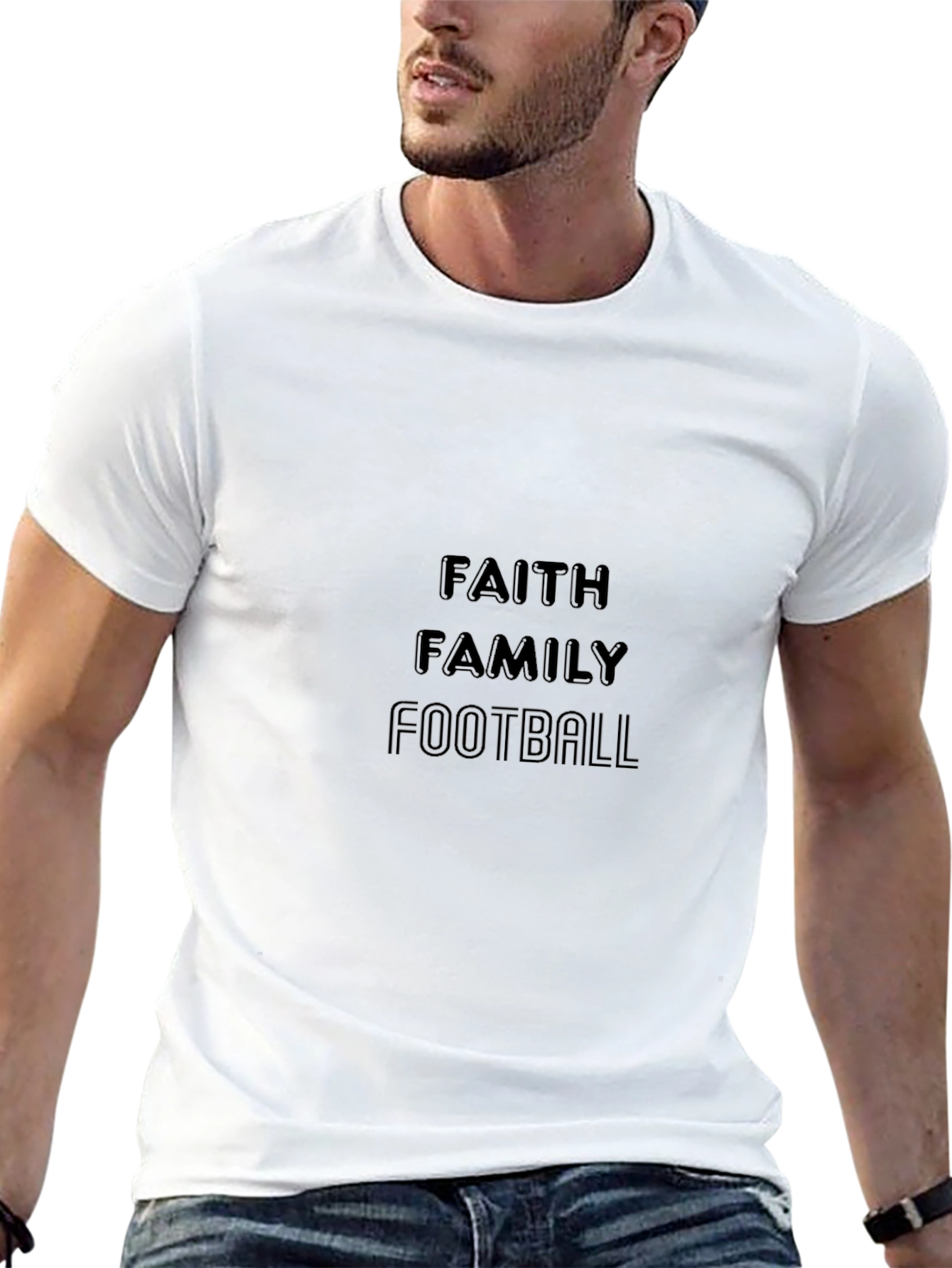 Faith Family Football Black T-Shirt