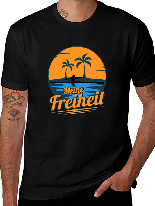 Meine Freiheit Black T-Shirt - Tropical Design