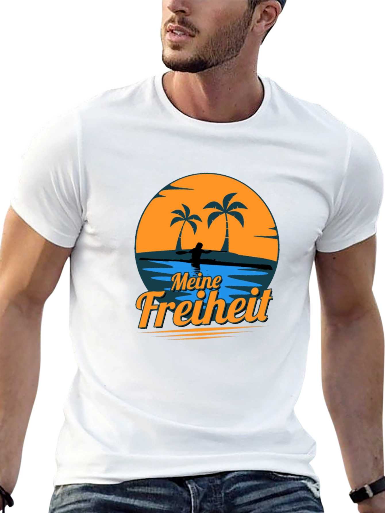Meine Freiheit Black T-Shirt - Tropical Design