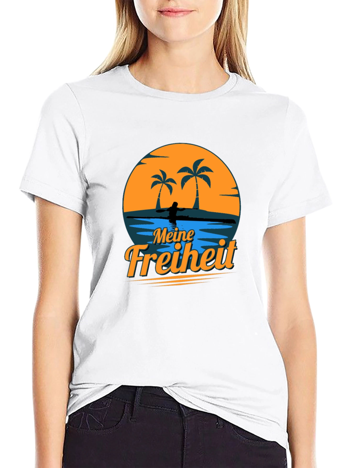 Meine Freiheit Black T-Shirt - Tropical Design