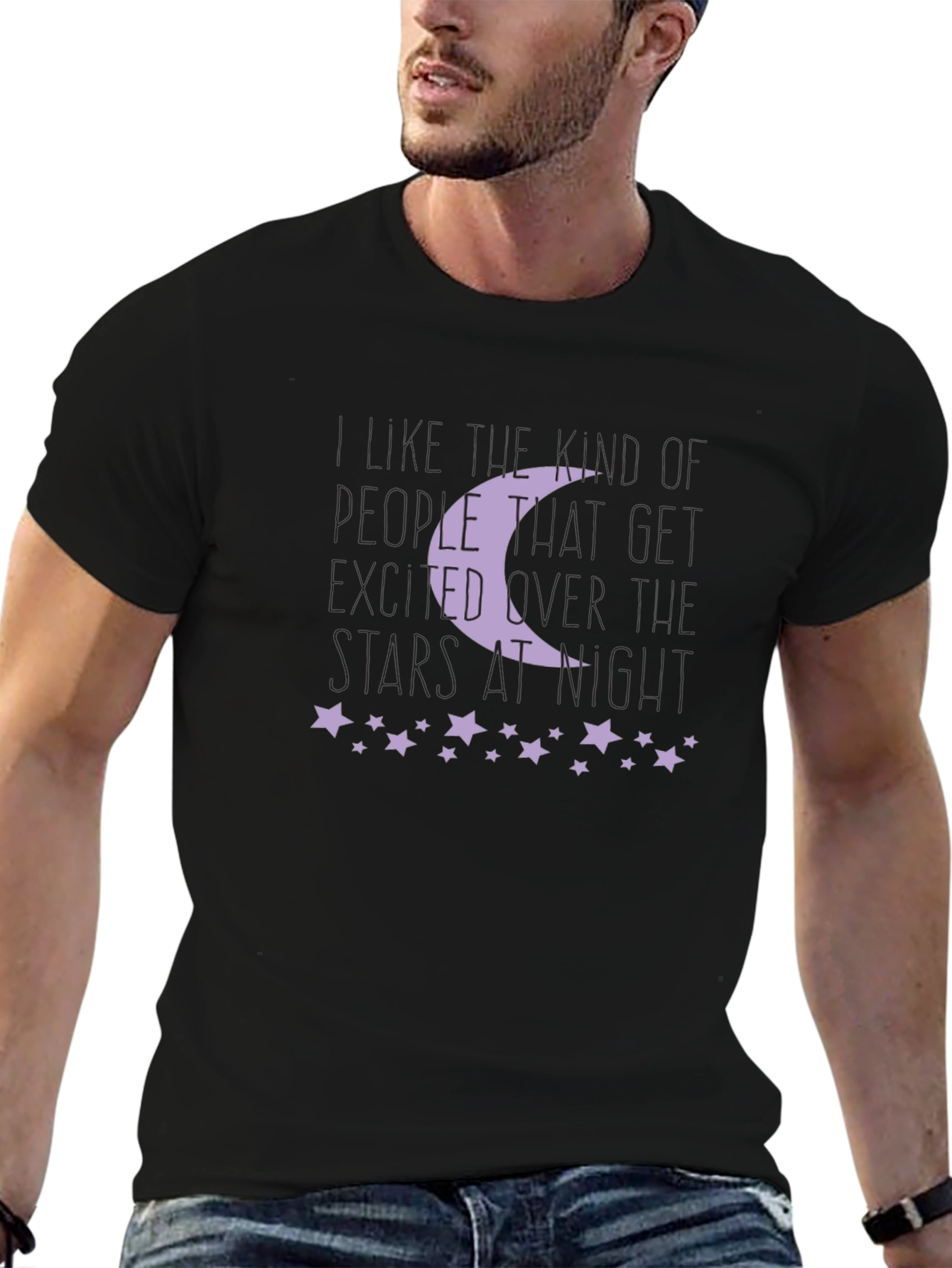 Moon and Stars Graphic Print T-Shirt