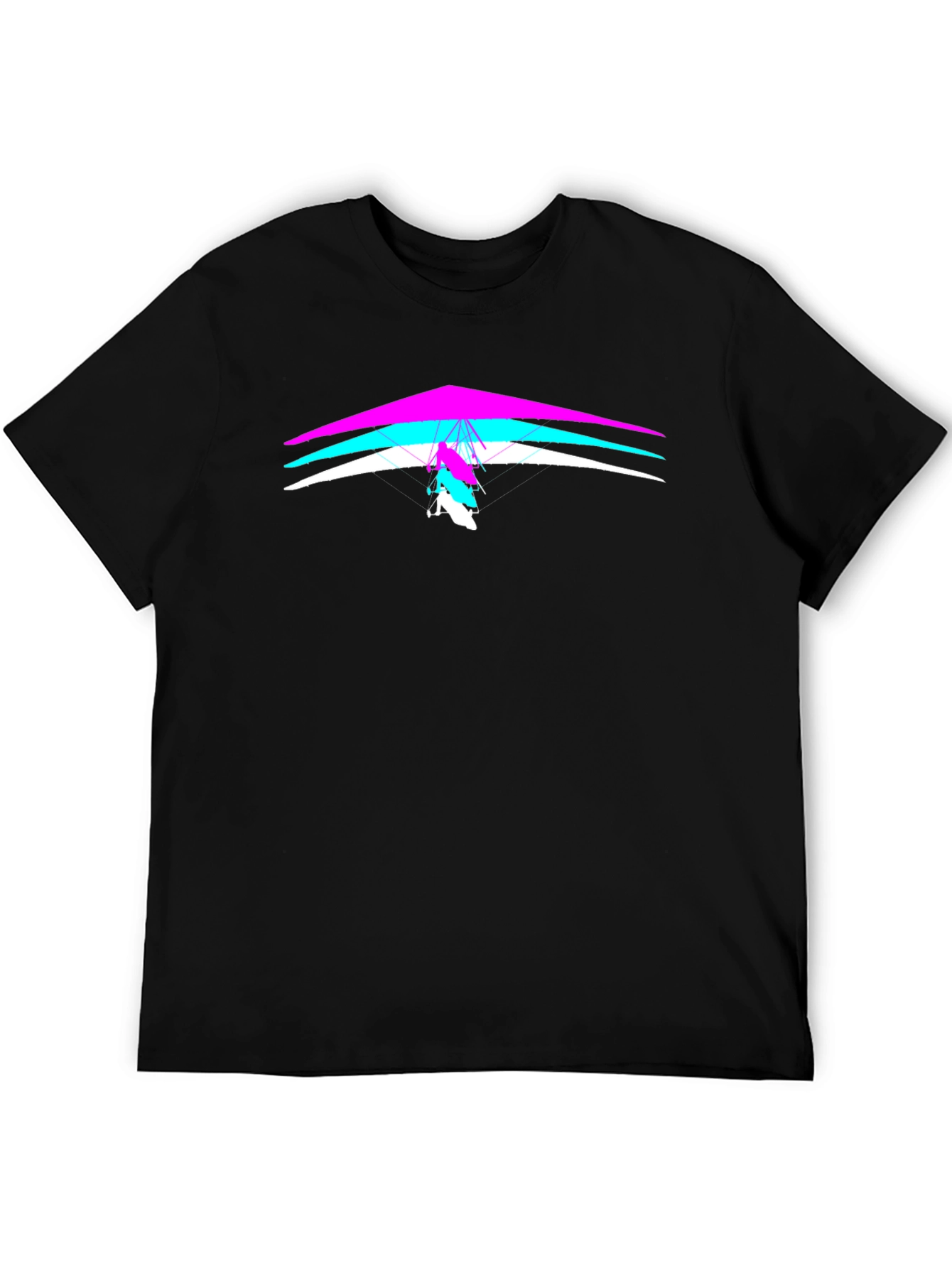 Hang Gliding Graphic Tee - Black Crew Neck T-Shirt