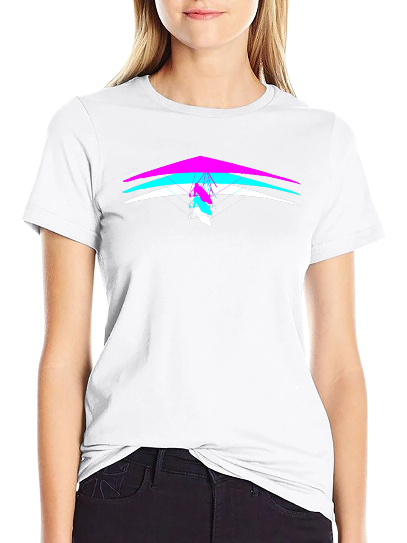 Hang Gliding Graphic Tee - Black Crew Neck T-Shirt