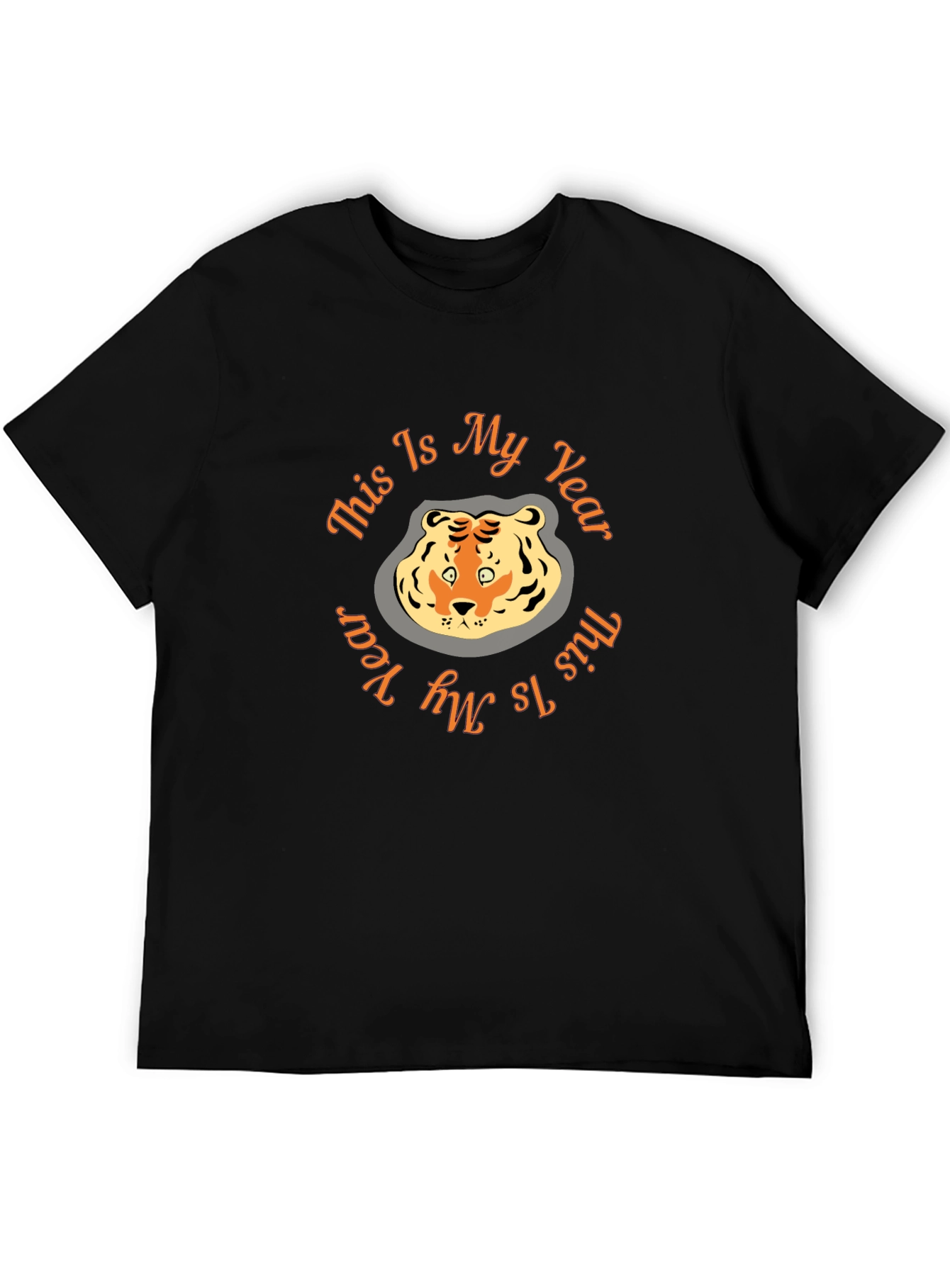 Tiger Year Graphic Tee - Black Cotton Comfort