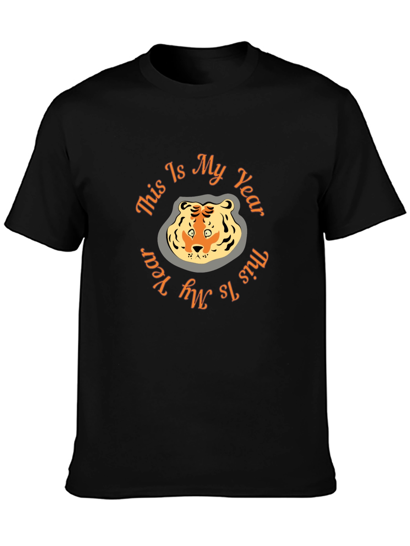 Tiger Year Graphic Tee - Black Cotton Comfort