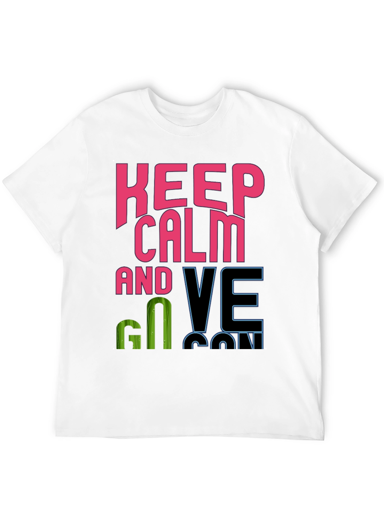 Keep Calm and Go Vegan Black Graphic Tee