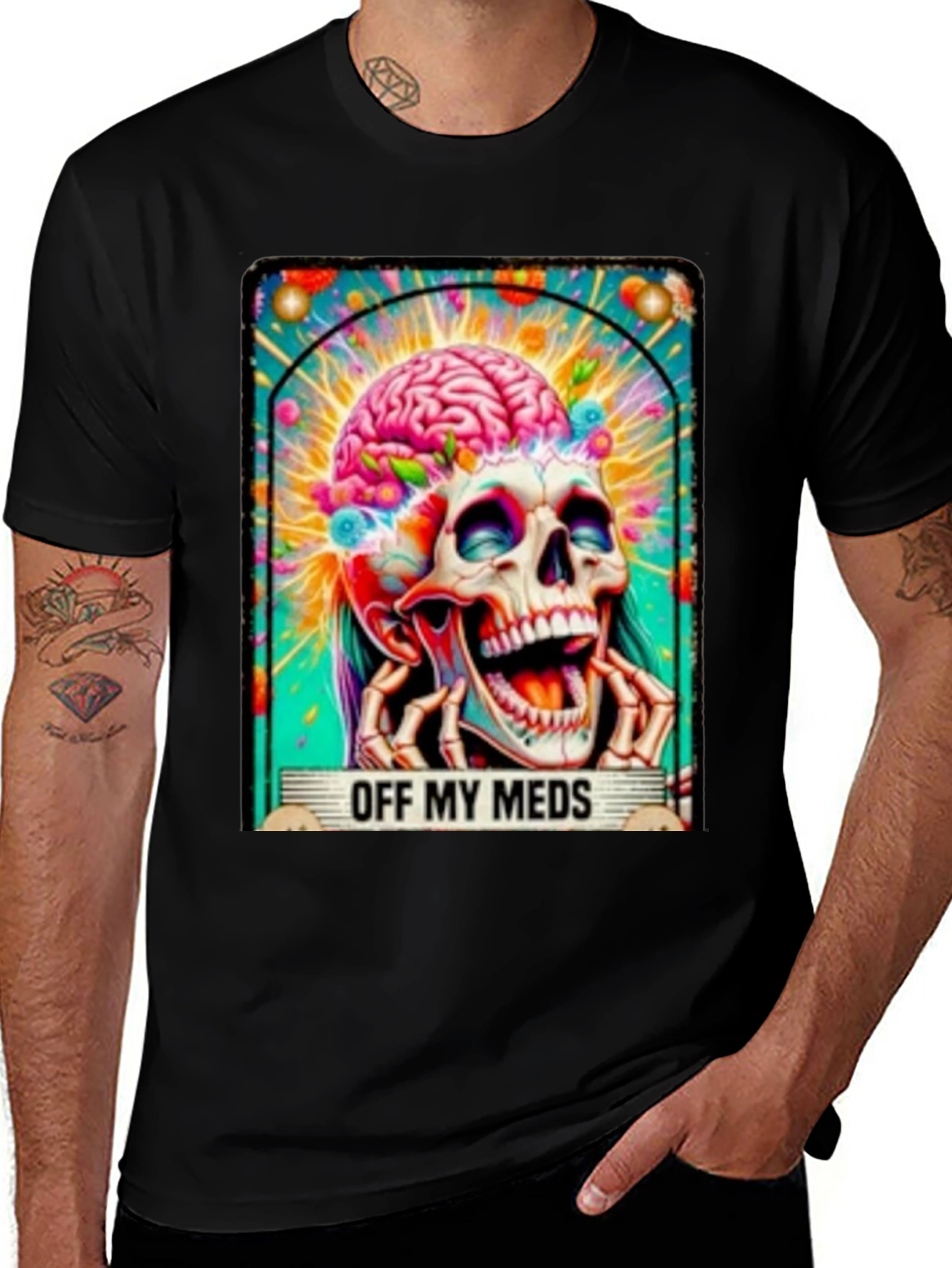 Off My Meds Skull Brain Graphic Tee