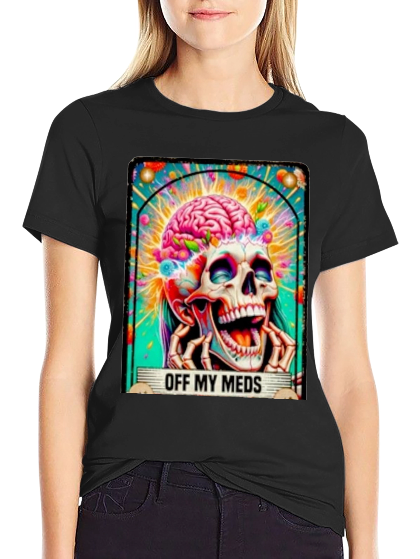 Off My Meds Skull Brain Graphic Tee