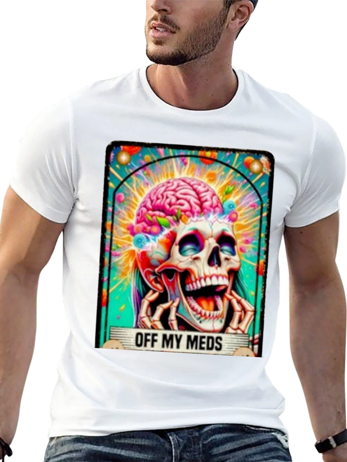 Off My Meds Skull Brain Graphic Tee