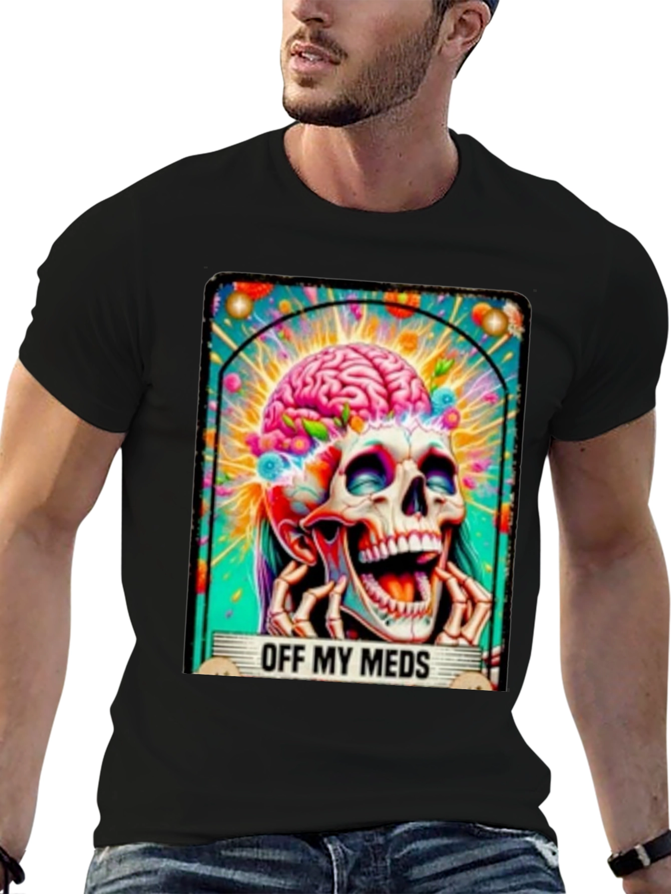 Off My Meds Skull Brain Graphic Tee