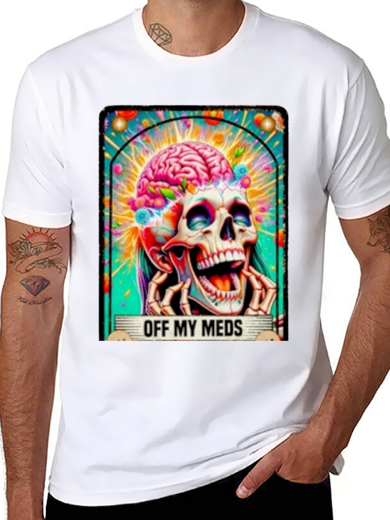 Off My Meds Skull Brain Graphic Tee