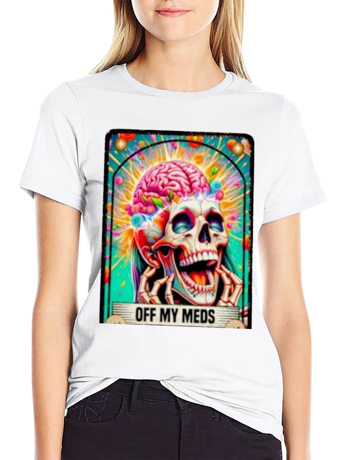 Off My Meds Skull Brain Graphic Tee