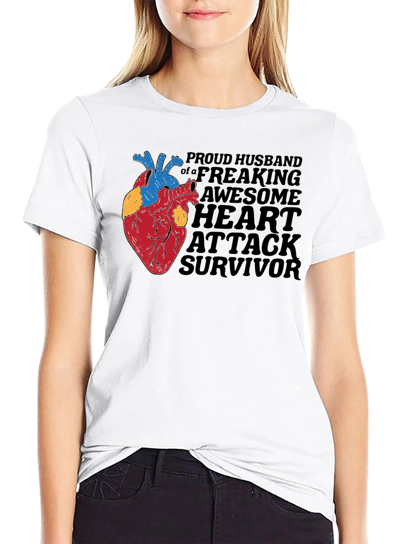 Proud Husband Heart Attack Survivor Graphic Tee
