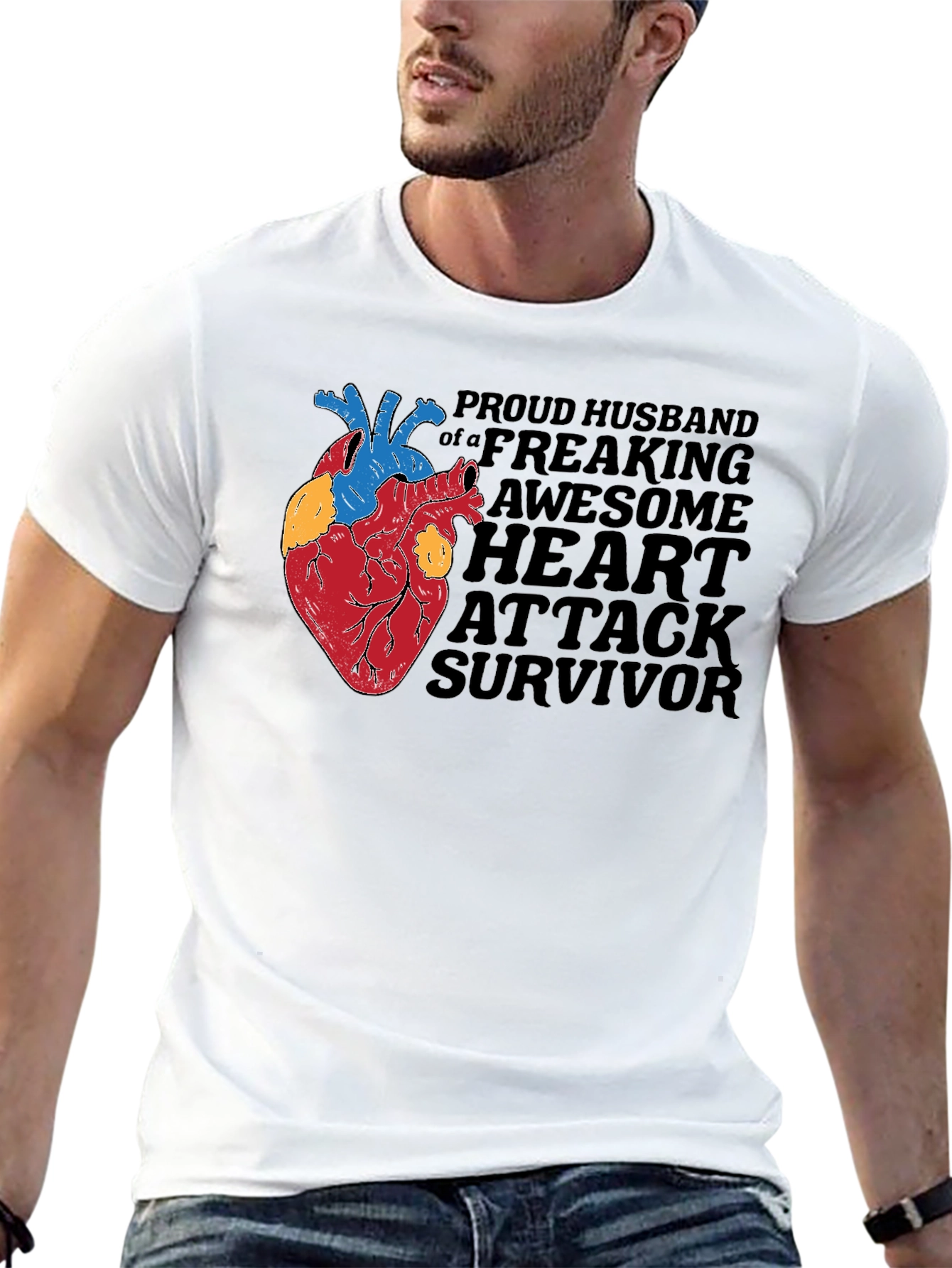 Proud Husband Heart Attack Survivor Graphic Tee