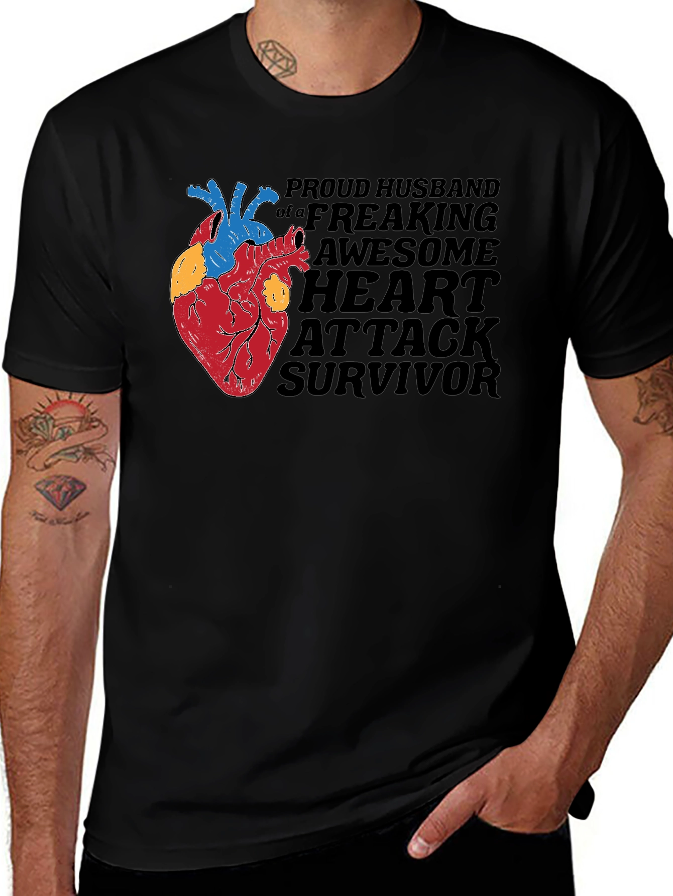 Proud Husband Heart Attack Survivor Graphic Tee