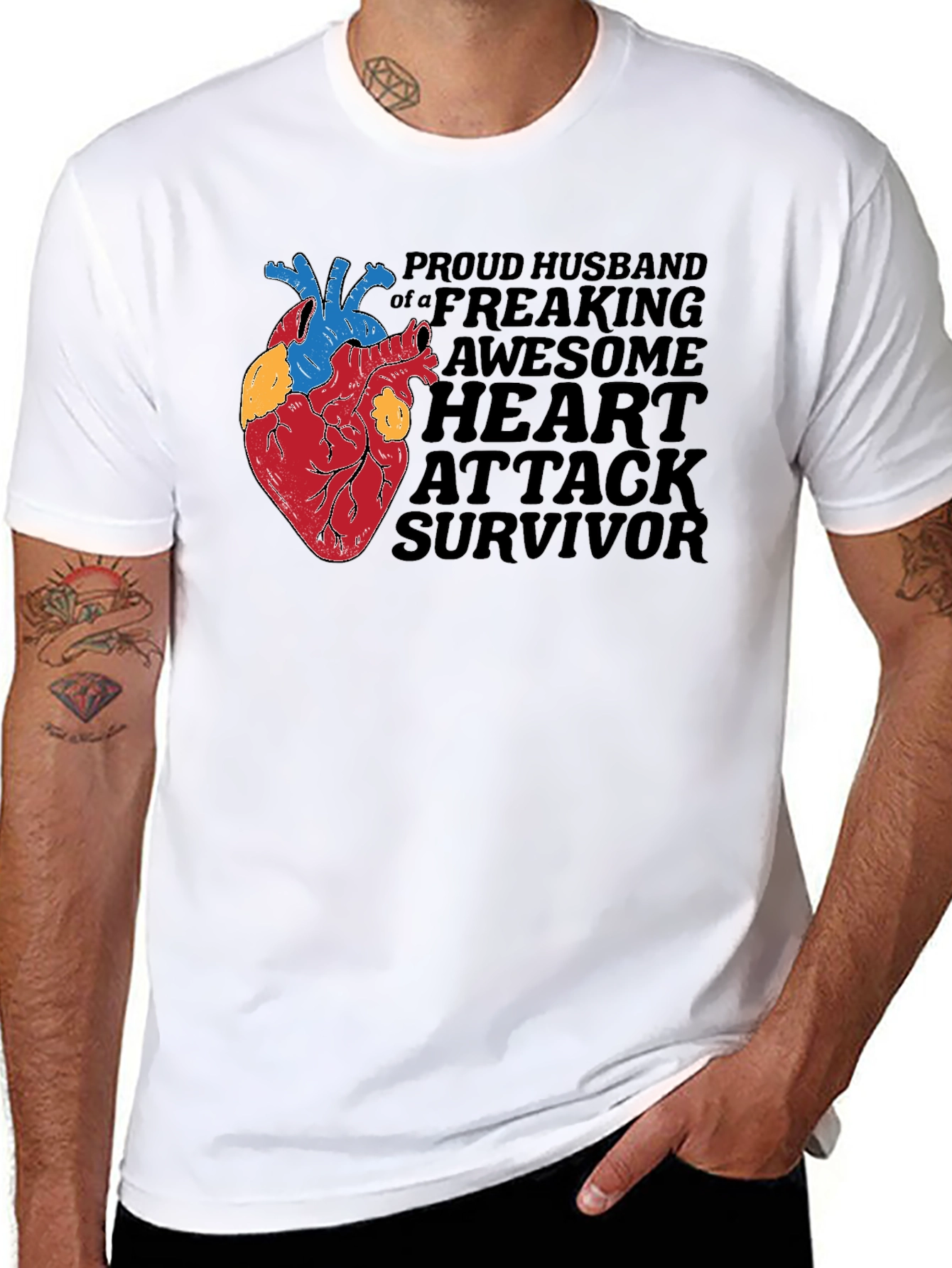 Proud Husband Heart Attack Survivor Graphic Tee
