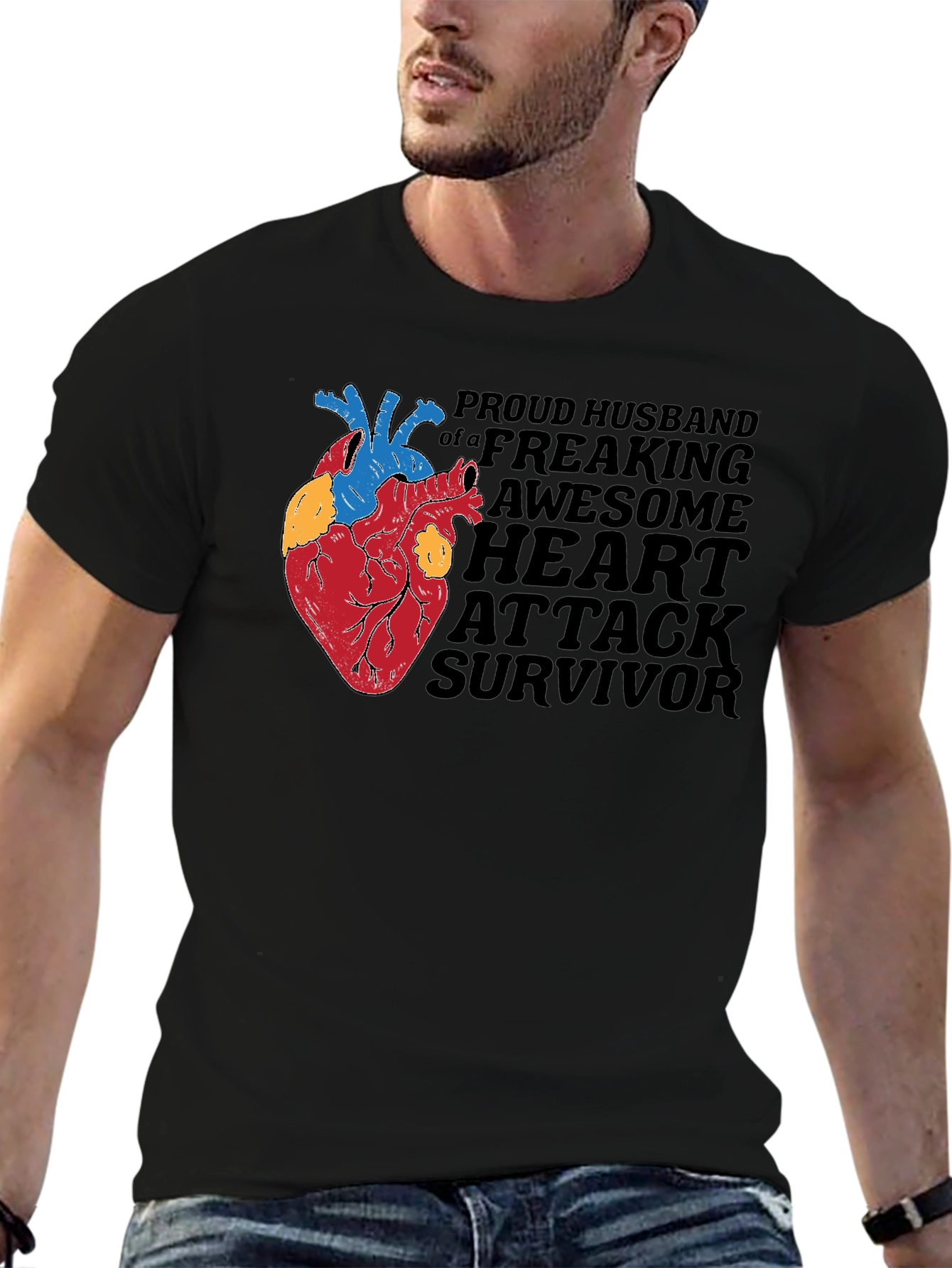 Proud Husband Heart Attack Survivor Graphic Tee