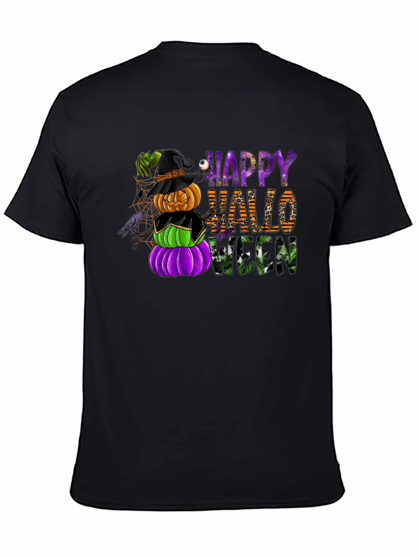 Happy Halloween Stacked Pumpkins Tee
