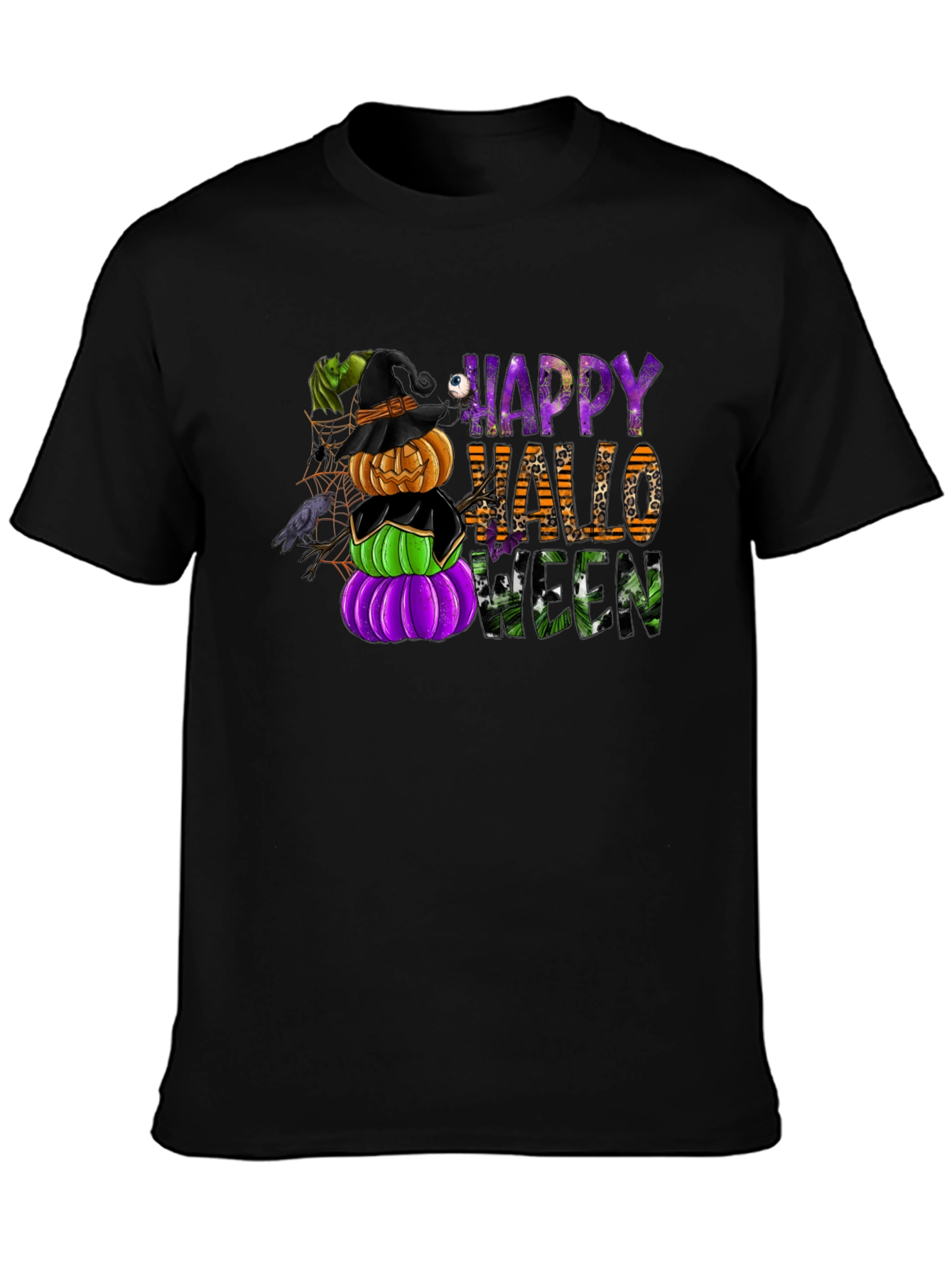 Happy Halloween Stacked Pumpkins Tee