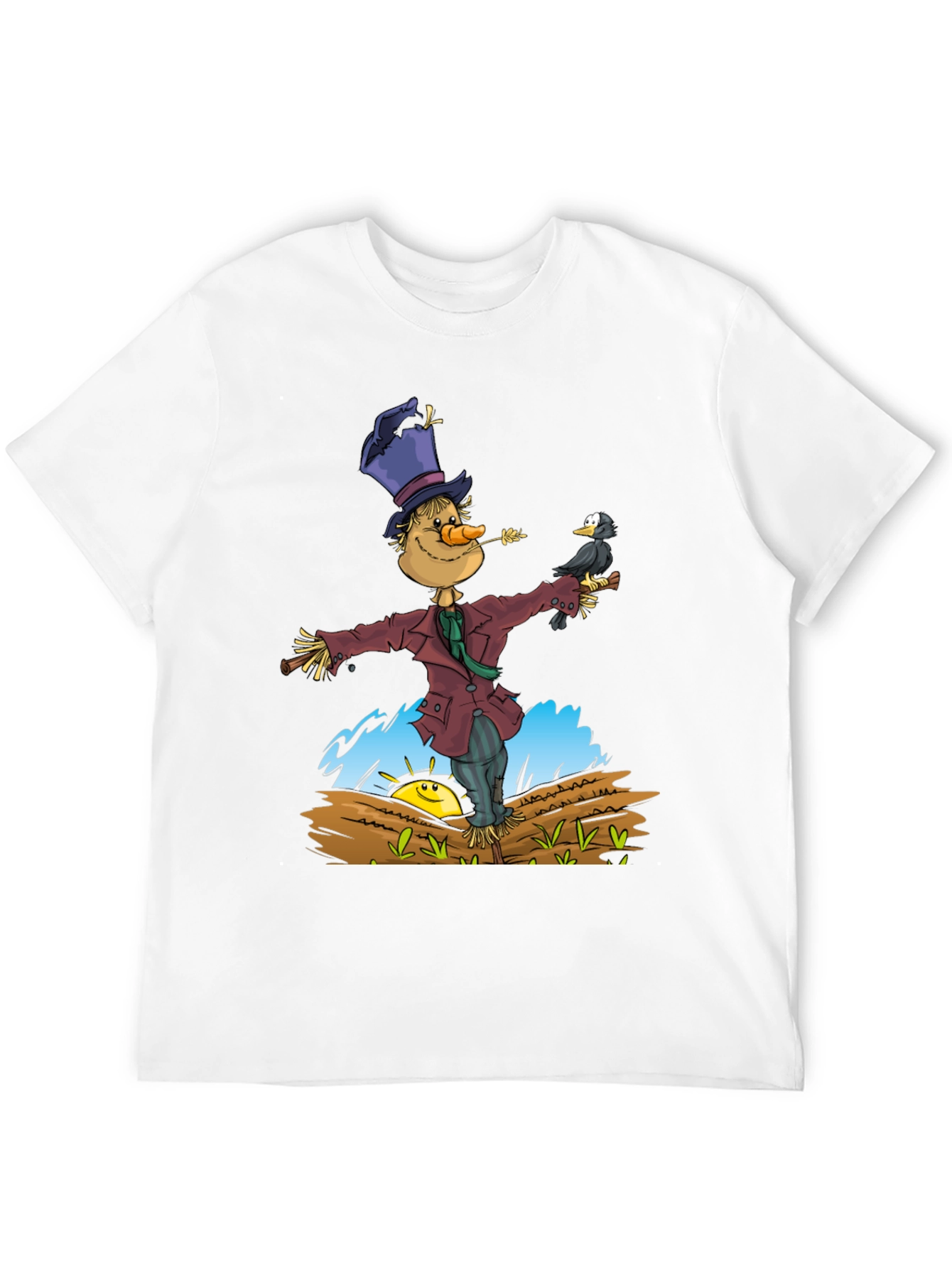 Scarecrow & Crow Graphic Tee - Black Cotton T-Shirt
