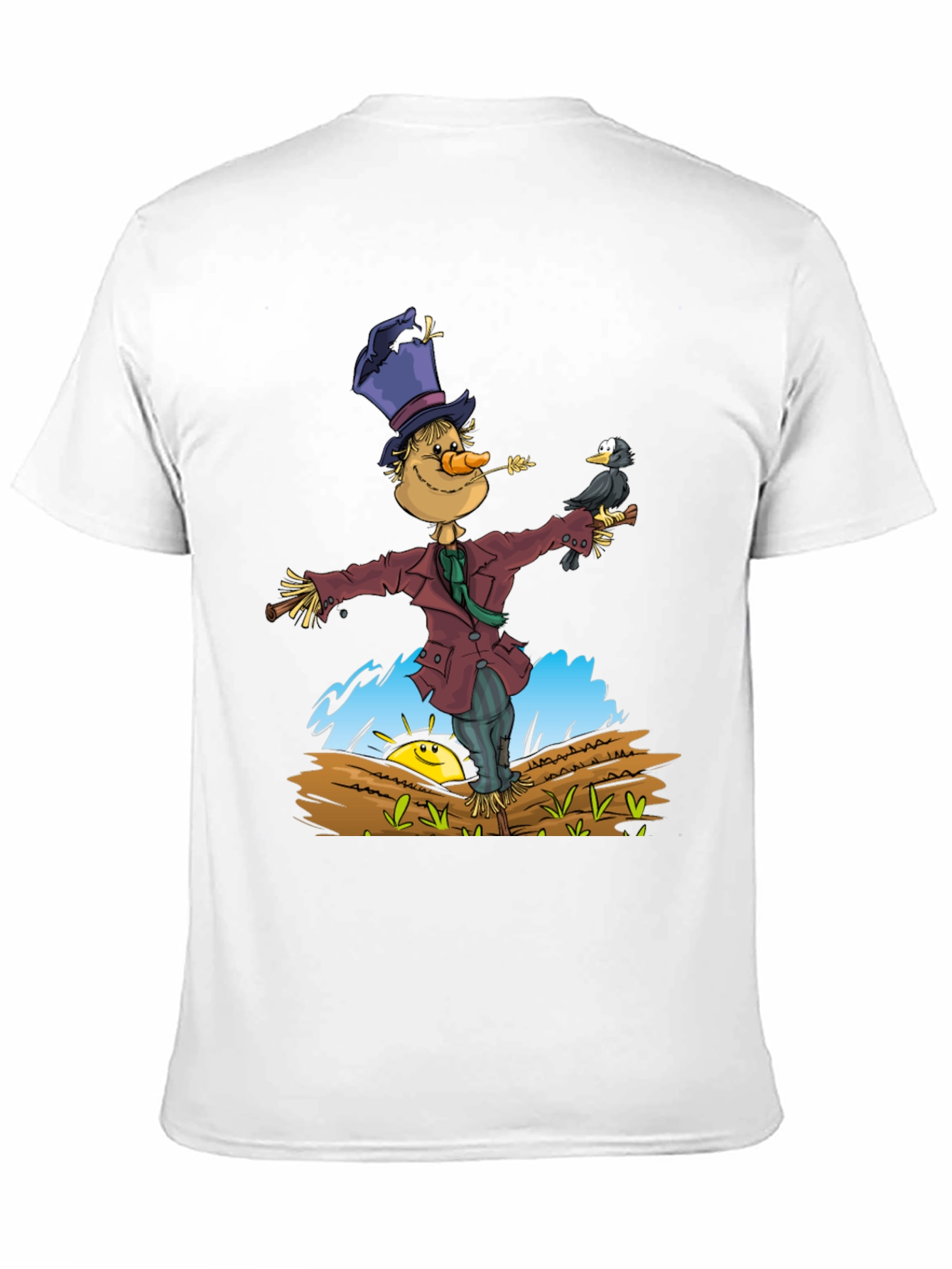 Scarecrow & Crow Graphic Tee - Black Cotton T-Shirt