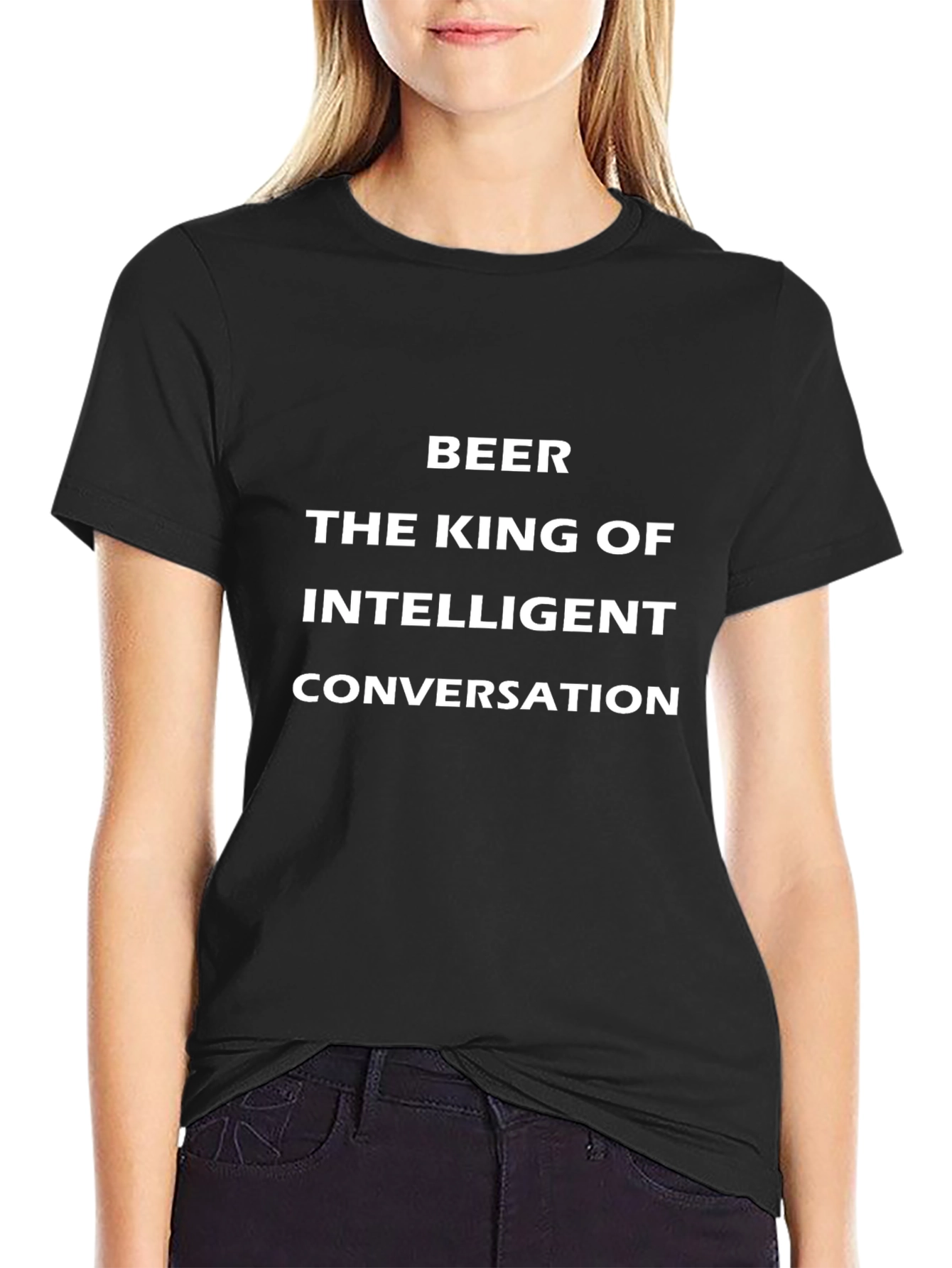 Beer The King of Intelligent Conversation Black T-Shirt