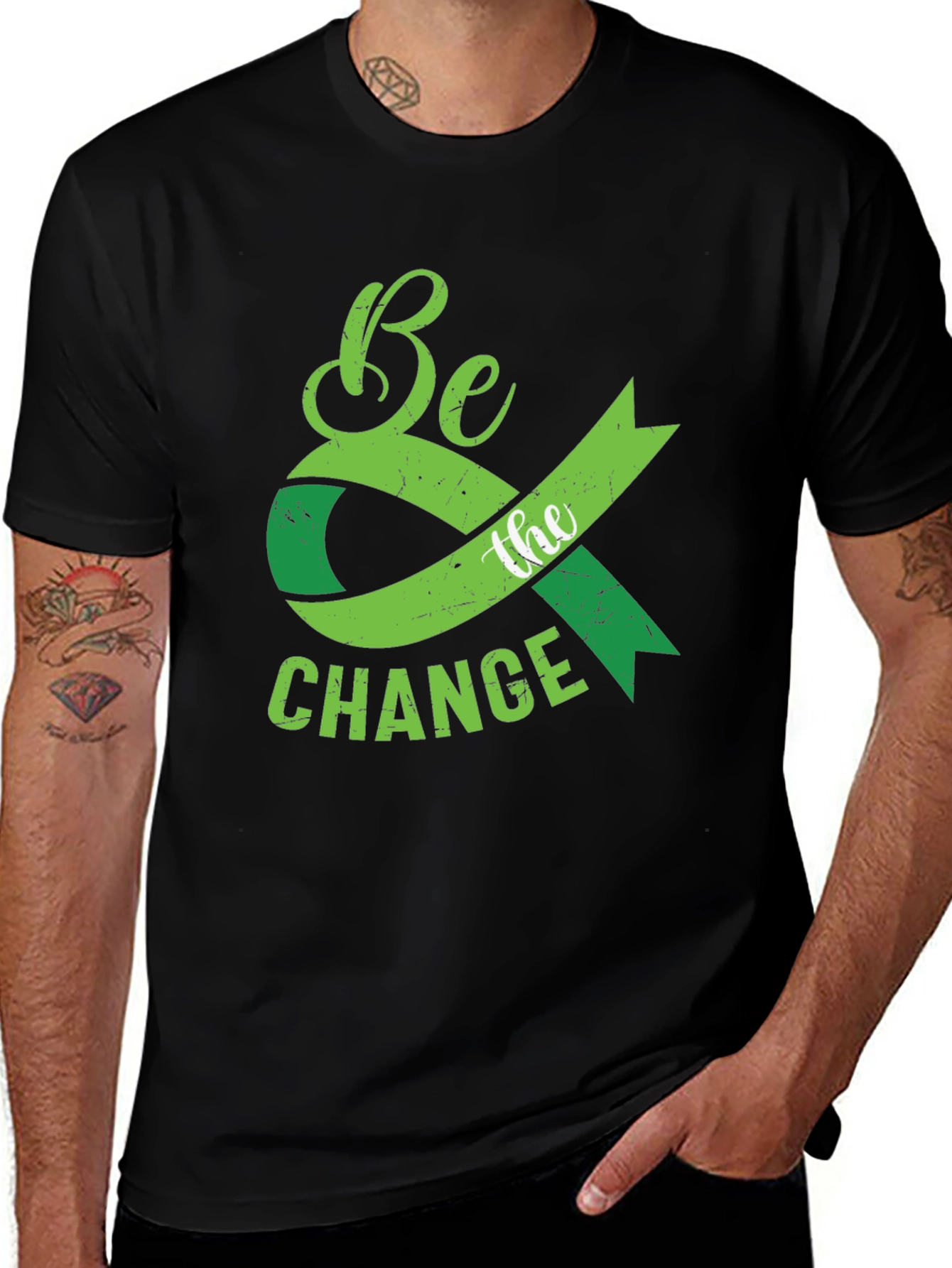 Be the Change Graphic T-Shirt - Green Ribbon Tee