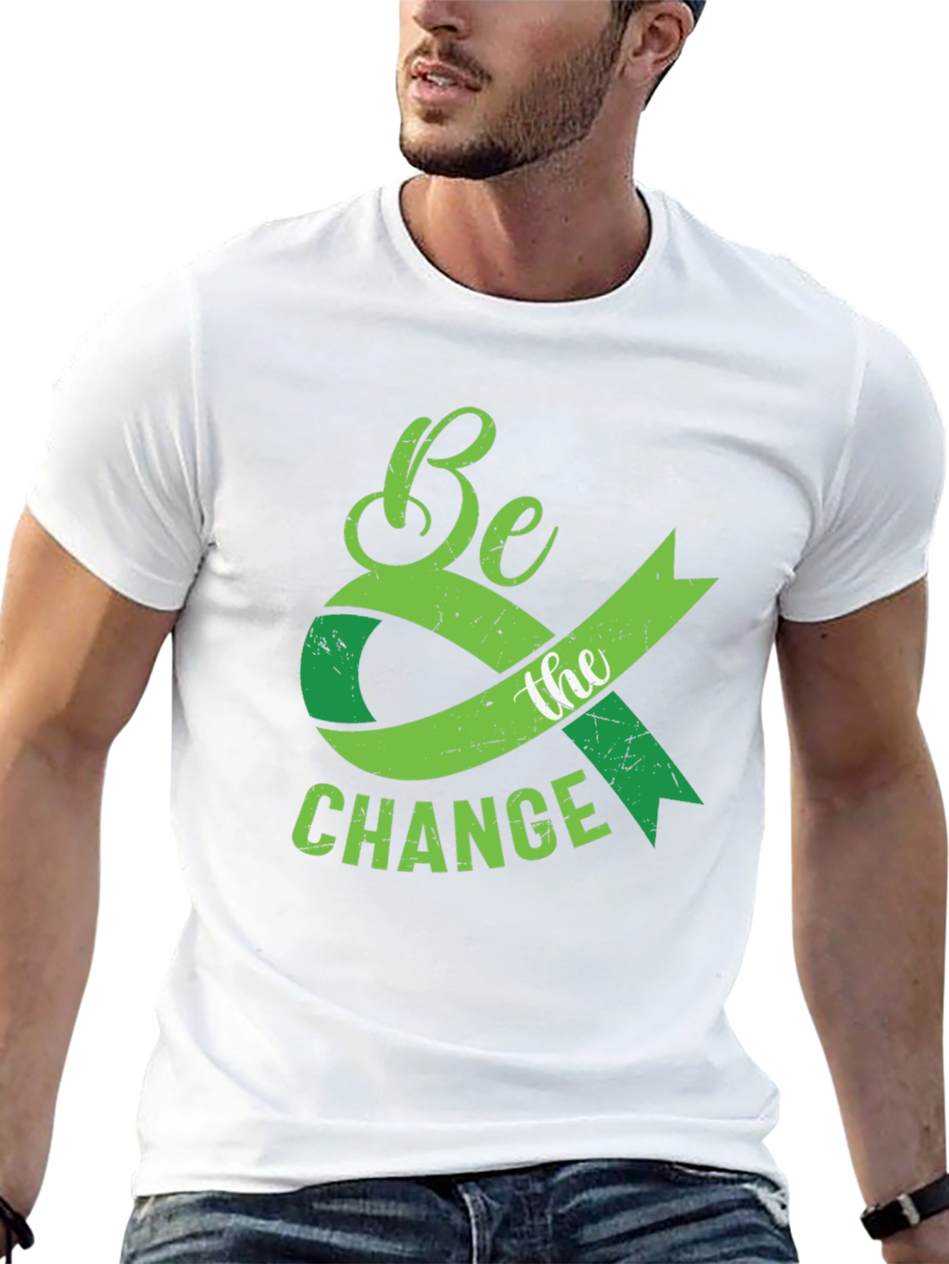 Be the Change Graphic T-Shirt - Green Ribbon Tee