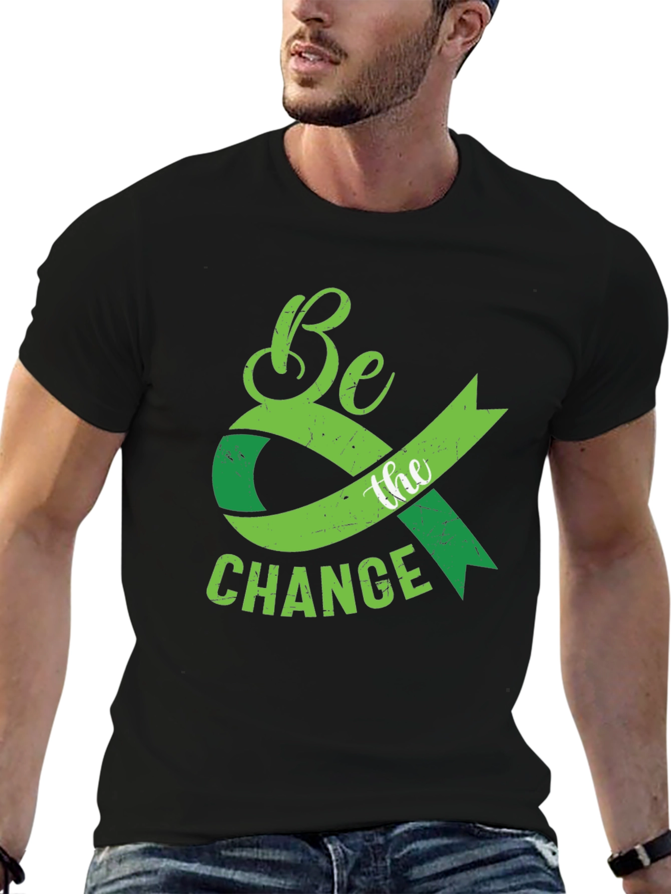 Be the Change Graphic T-Shirt - Green Ribbon Tee