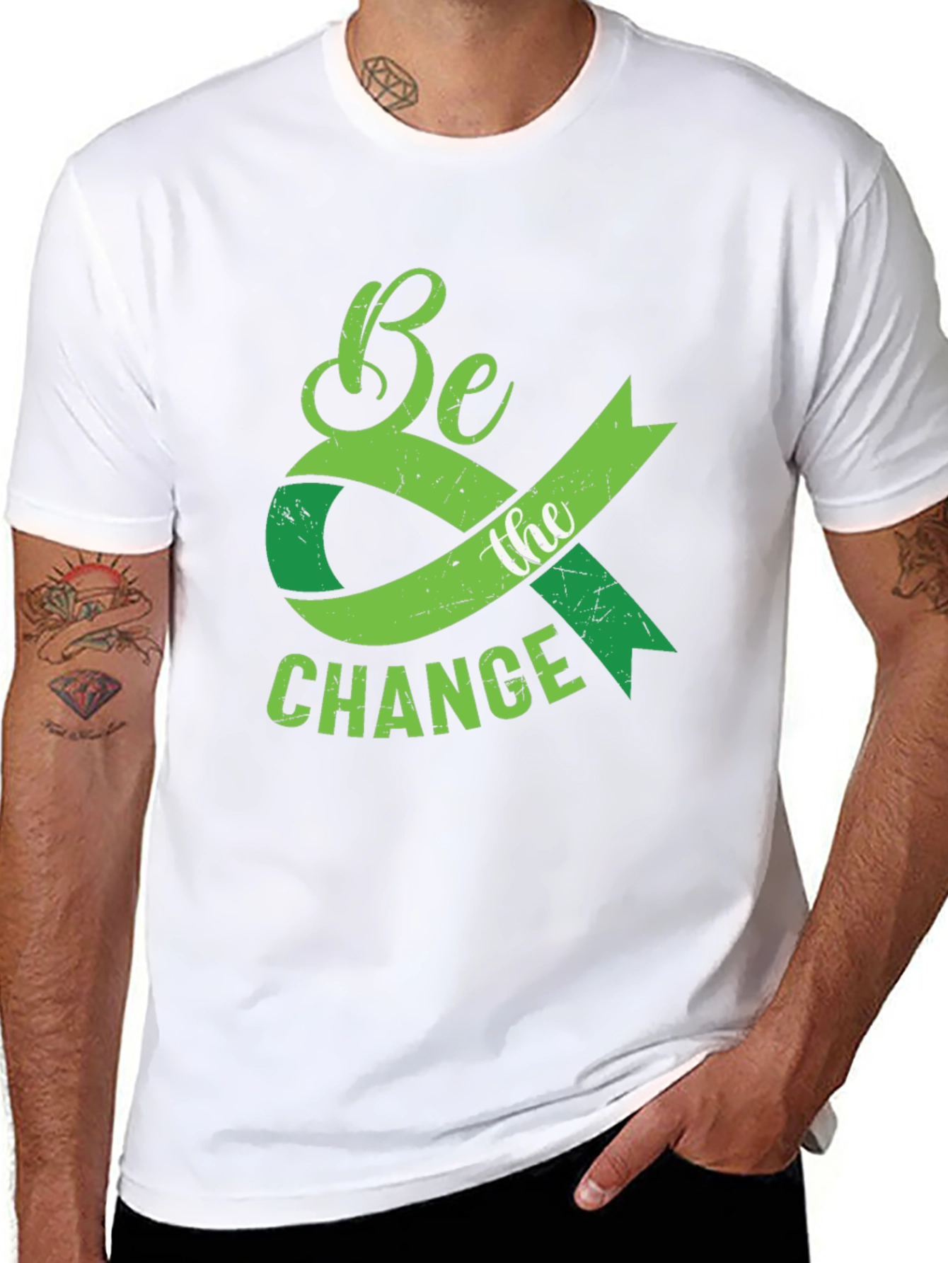 Be the Change Graphic T-Shirt - Green Ribbon Tee