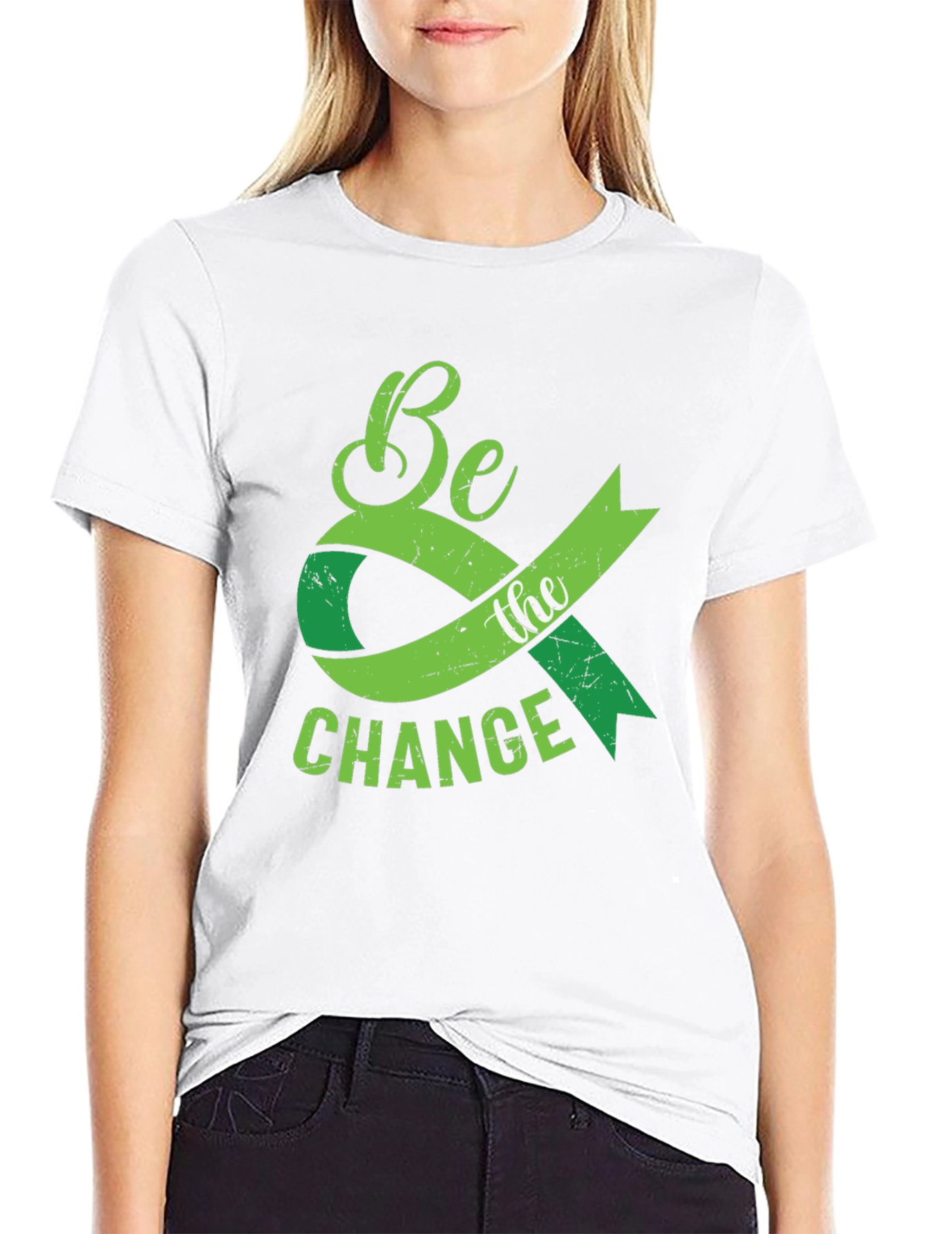 Be the Change Graphic T-Shirt - Green Ribbon Tee