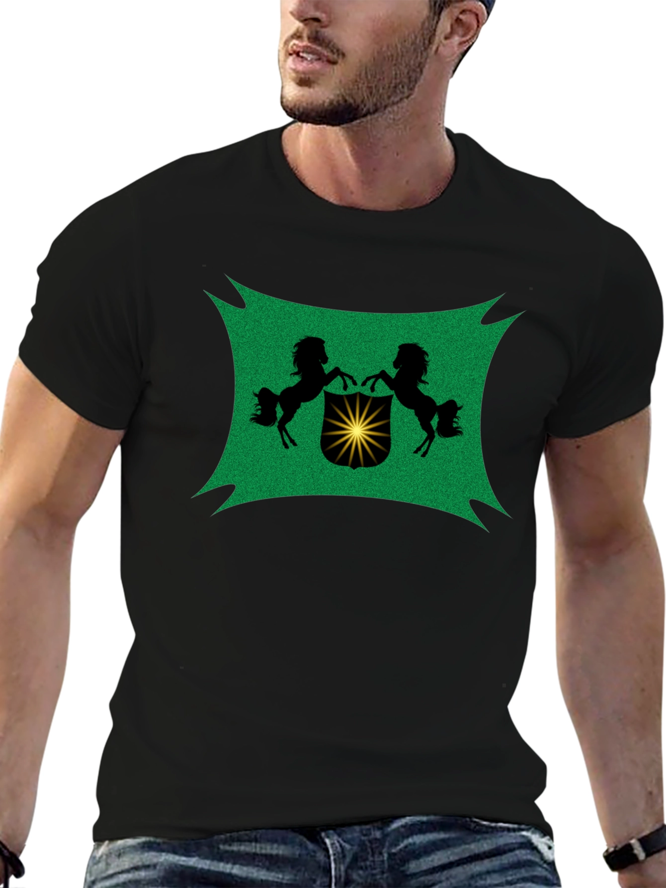 Black Tee with Crest Graphic