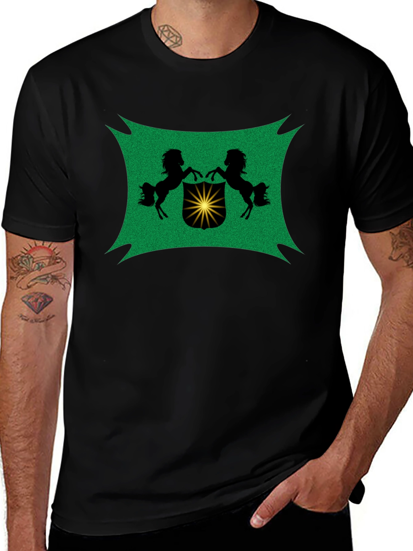 Black Tee with Crest Graphic
