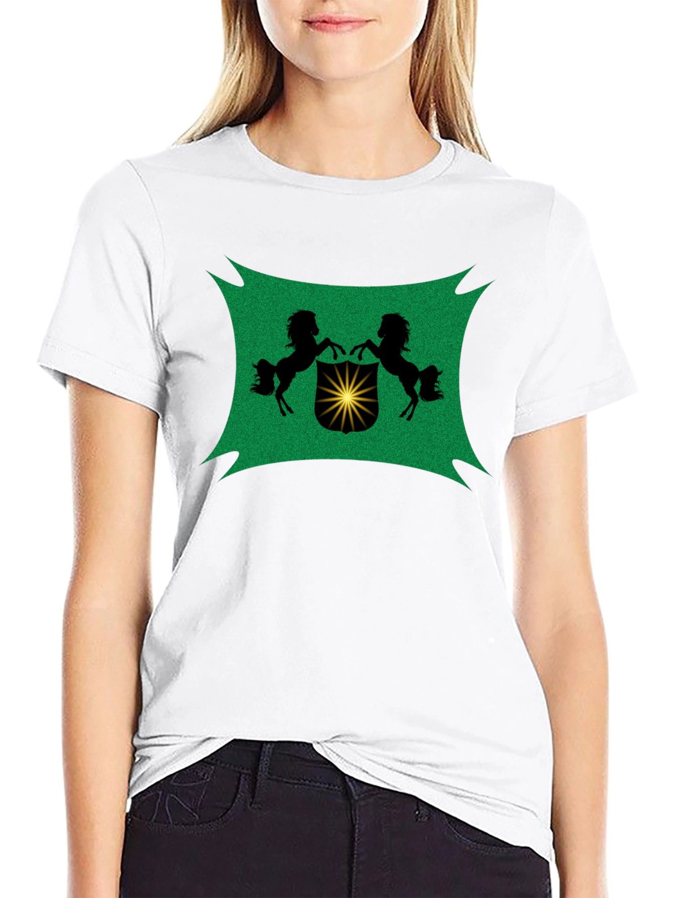 Black Tee with Crest Graphic