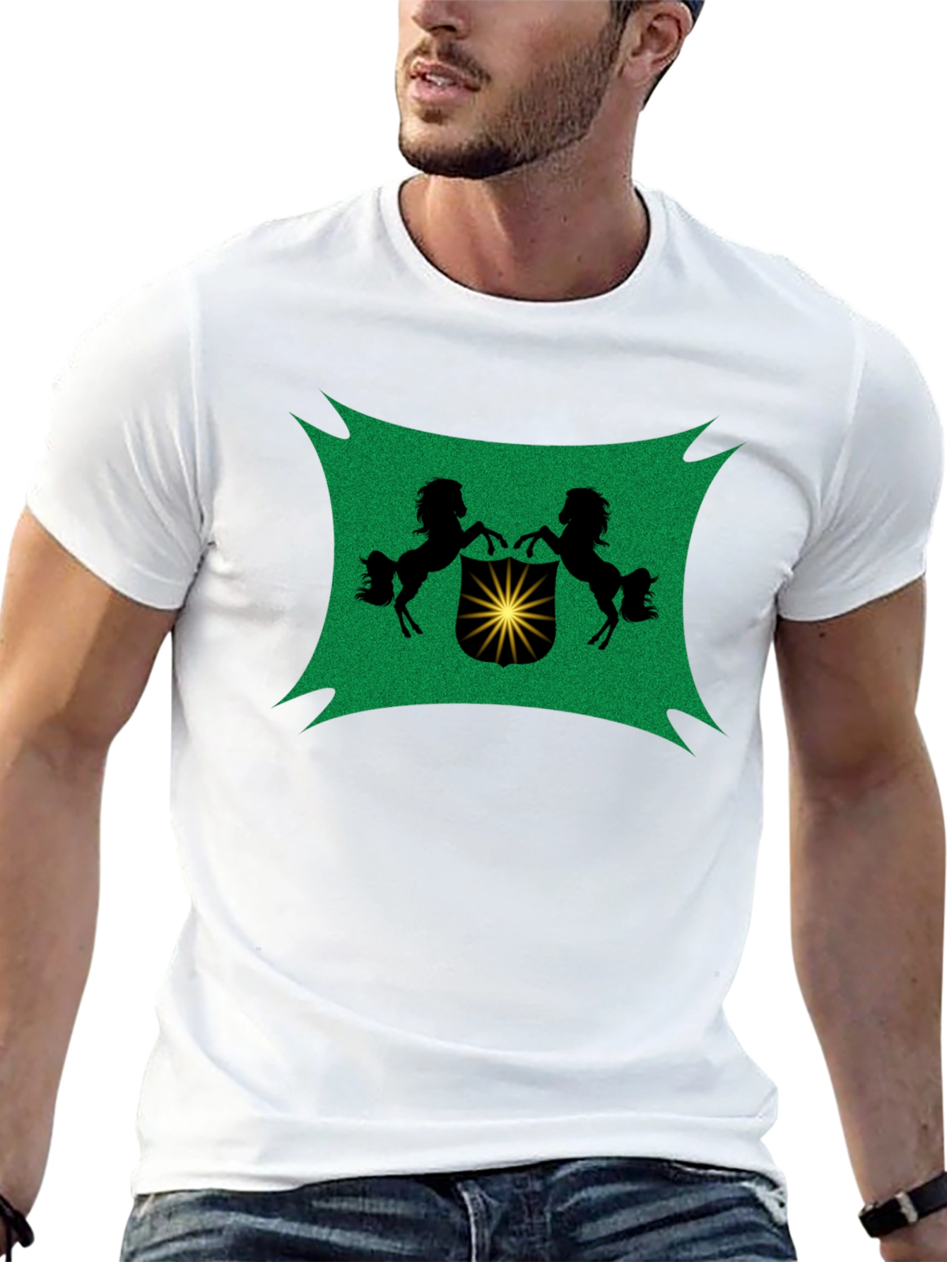 Black Tee with Crest Graphic