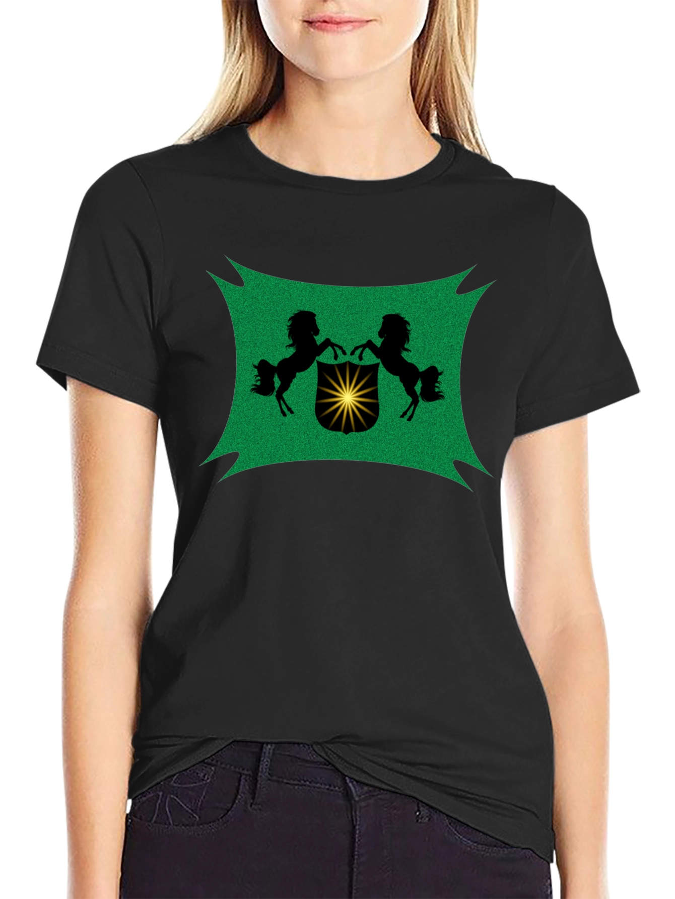 Black Tee with Crest Graphic