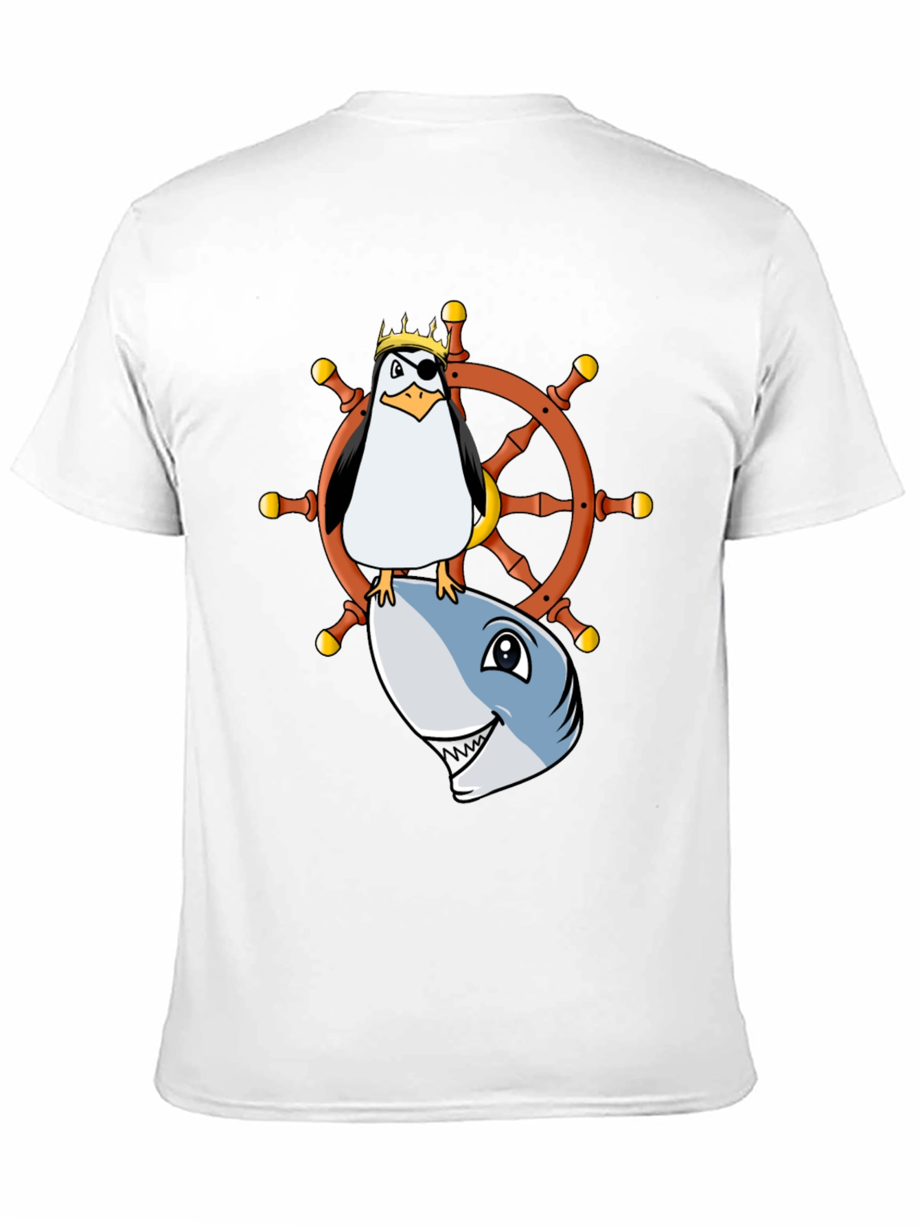 Pirate Penguin Shark Helm Funny T-Shirt