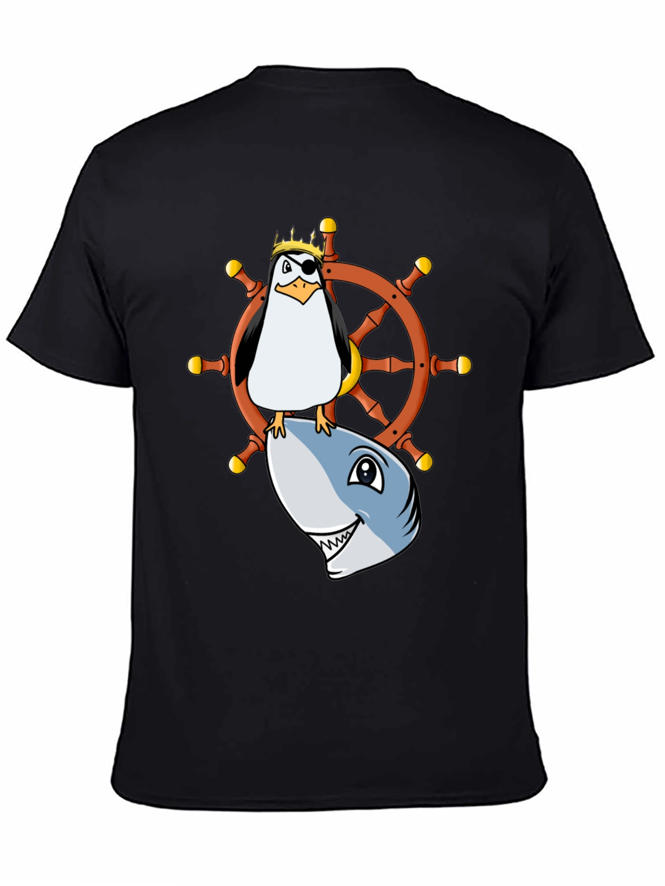 Pirate Penguin Shark Helm Funny T-Shirt