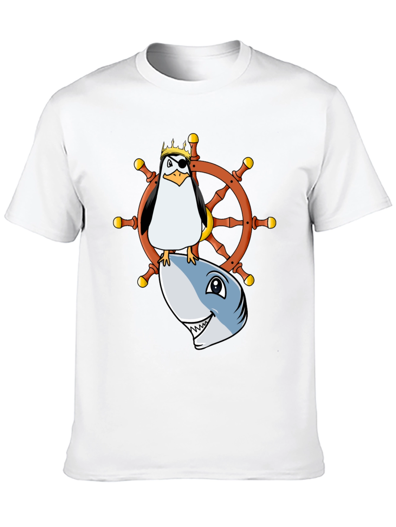 Pirate Penguin Shark Helm Funny T-Shirt