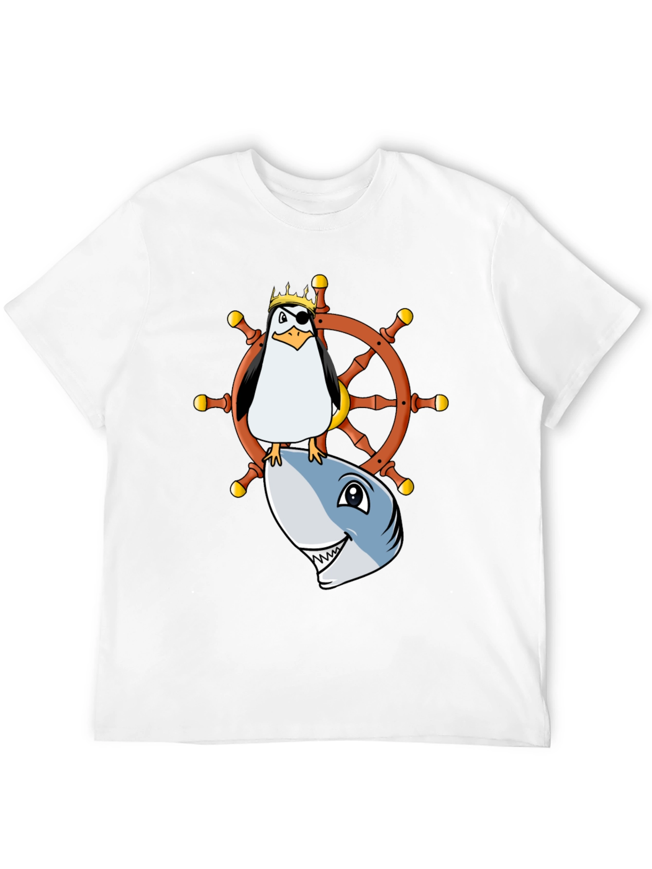Pirate Penguin Shark Helm Funny T-Shirt