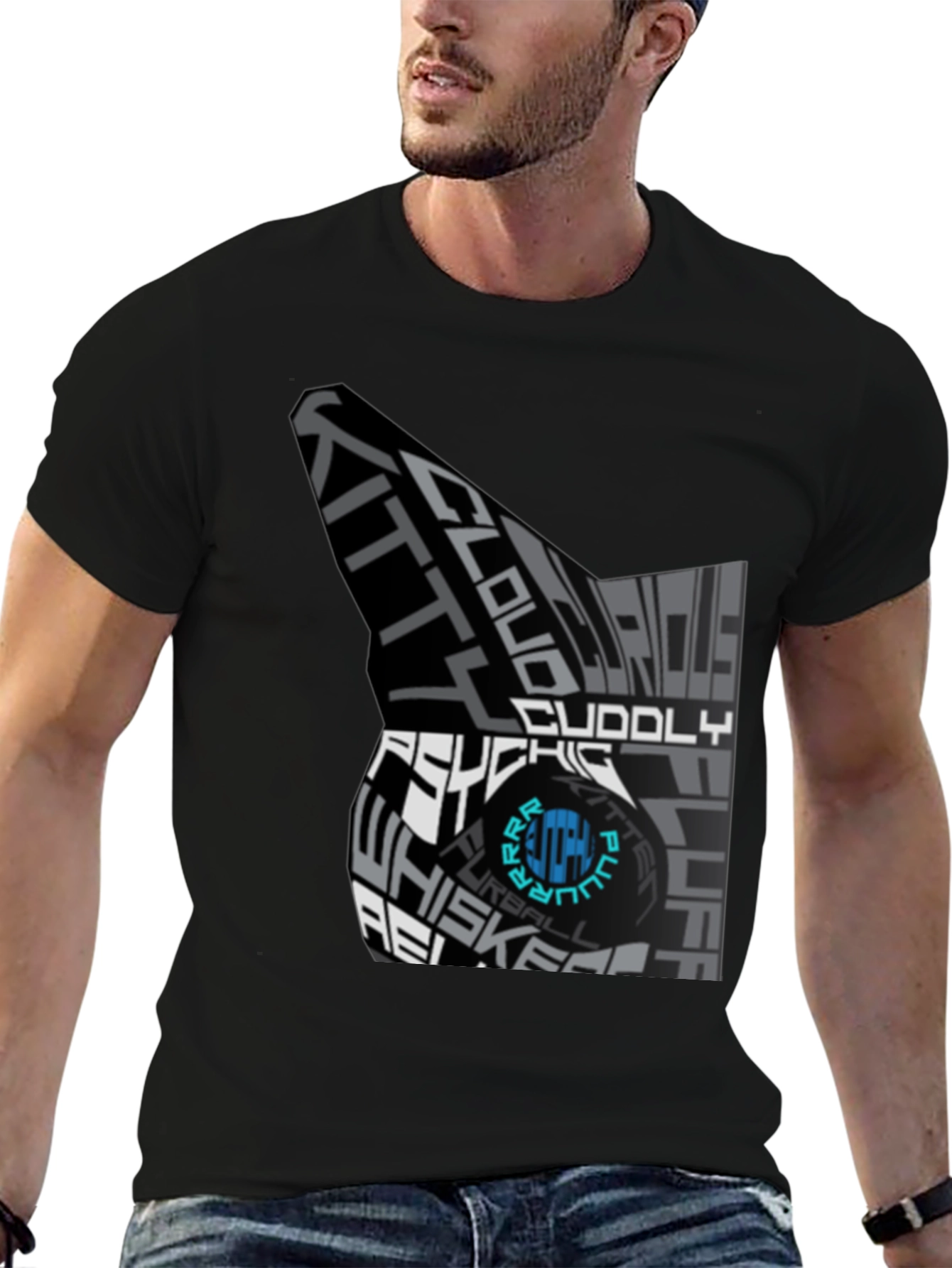 Cat Typography T-Shirt - Quirky Kitten Design
