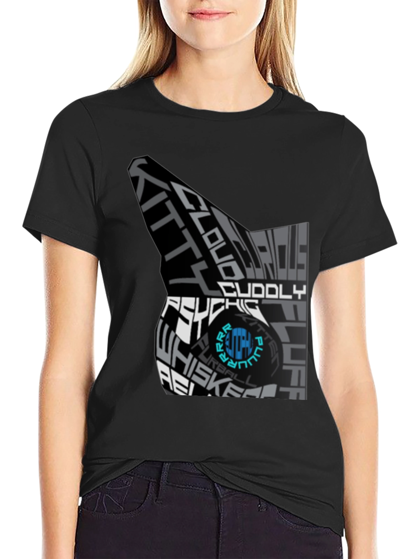 Cat Typography T-Shirt - Quirky Kitten Design