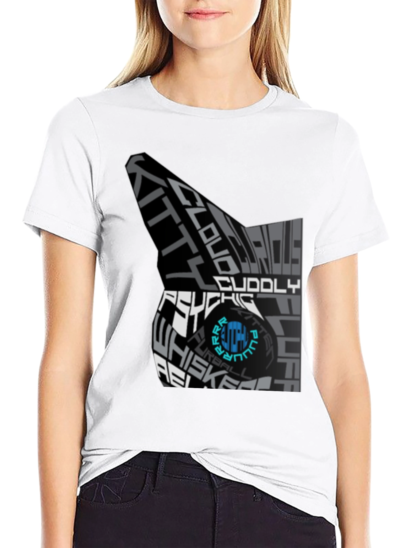 Cat Typography T-Shirt - Quirky Kitten Design