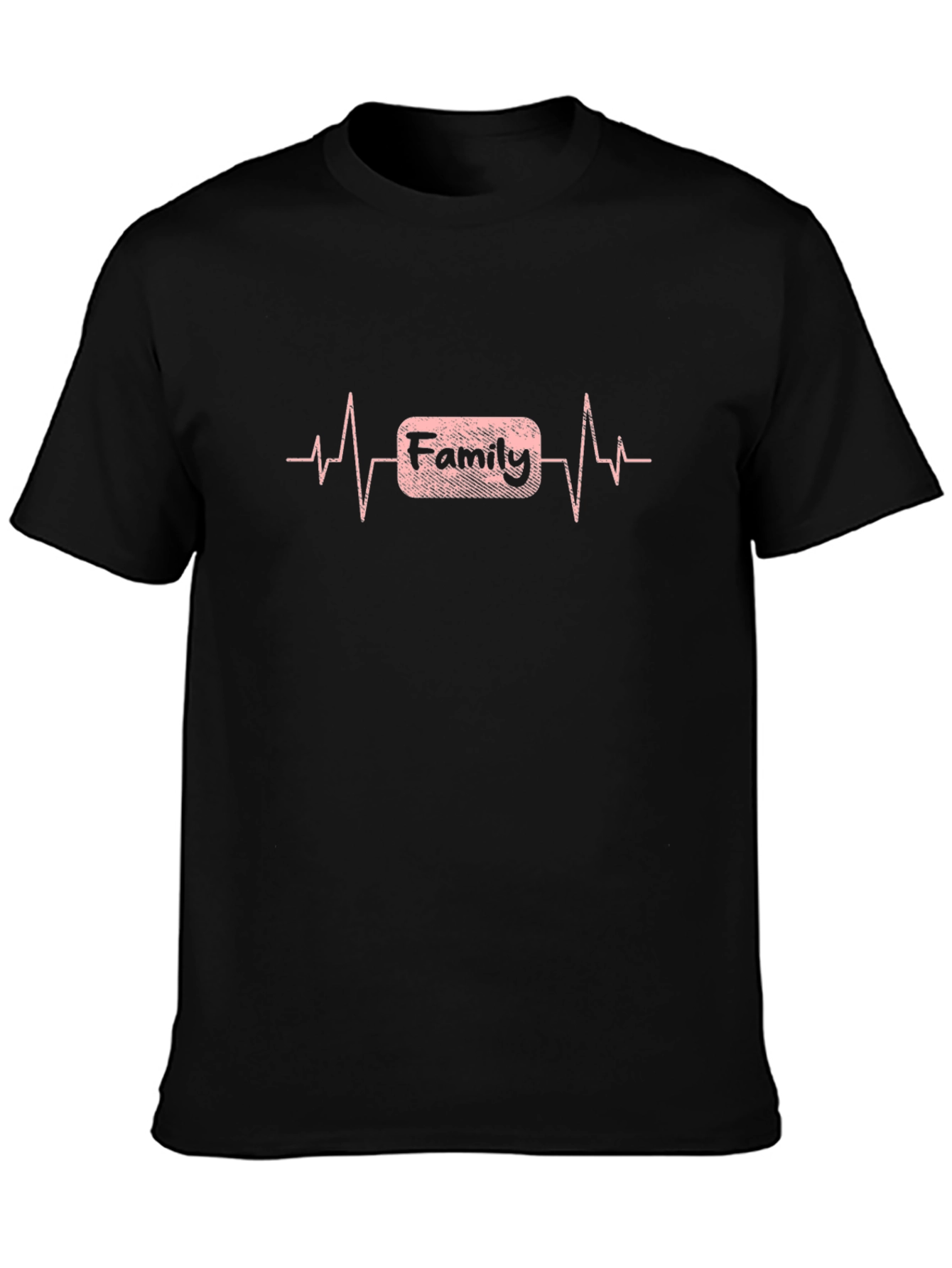 Family Heartbeat T-Shirt - Black